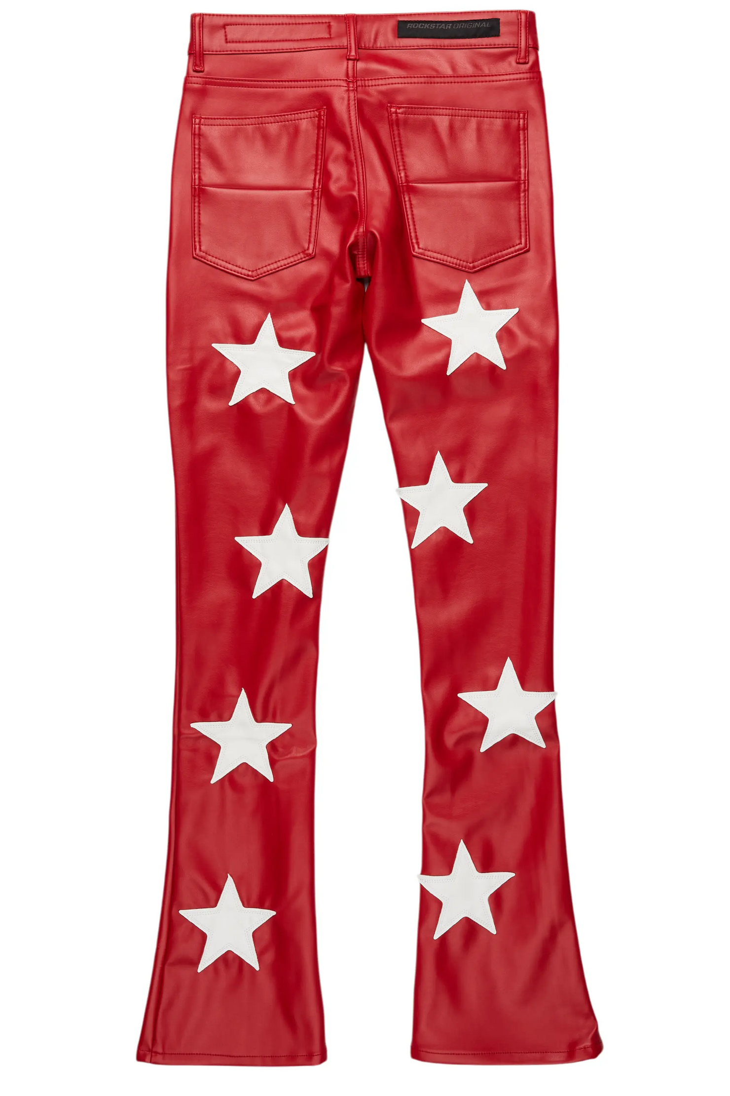 Steen Red PU Stacked Flare Jean