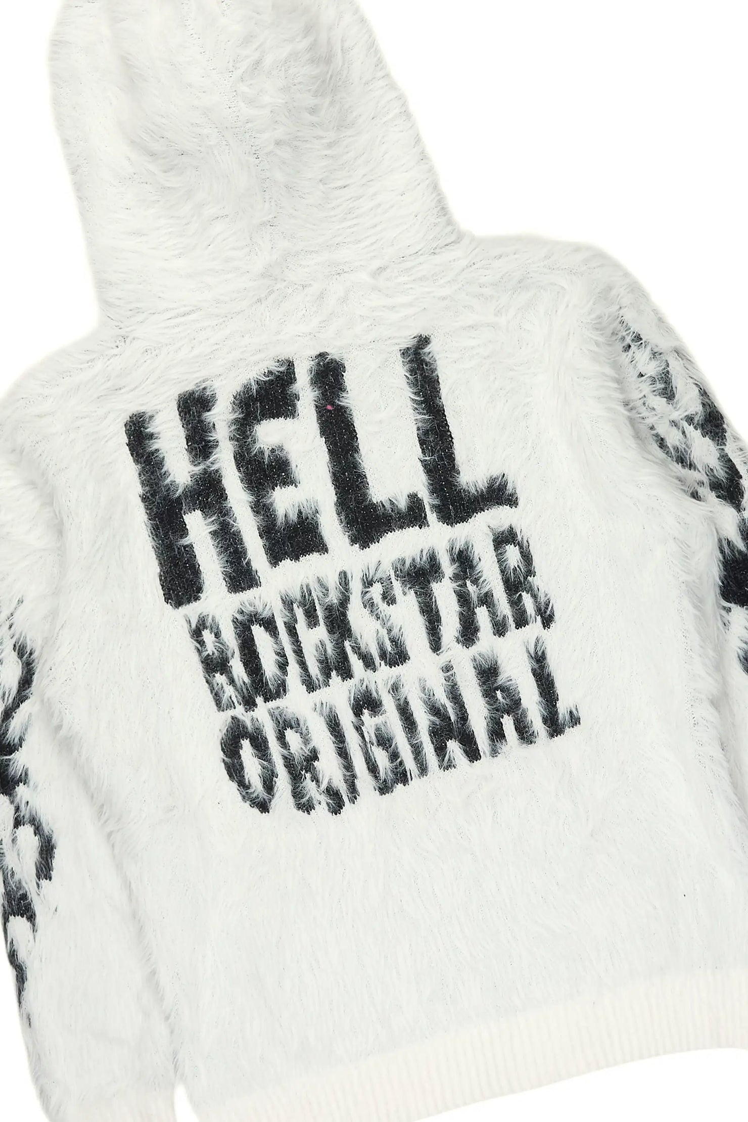 Toshio White Stacked Flare Knitted Mohair Track Set