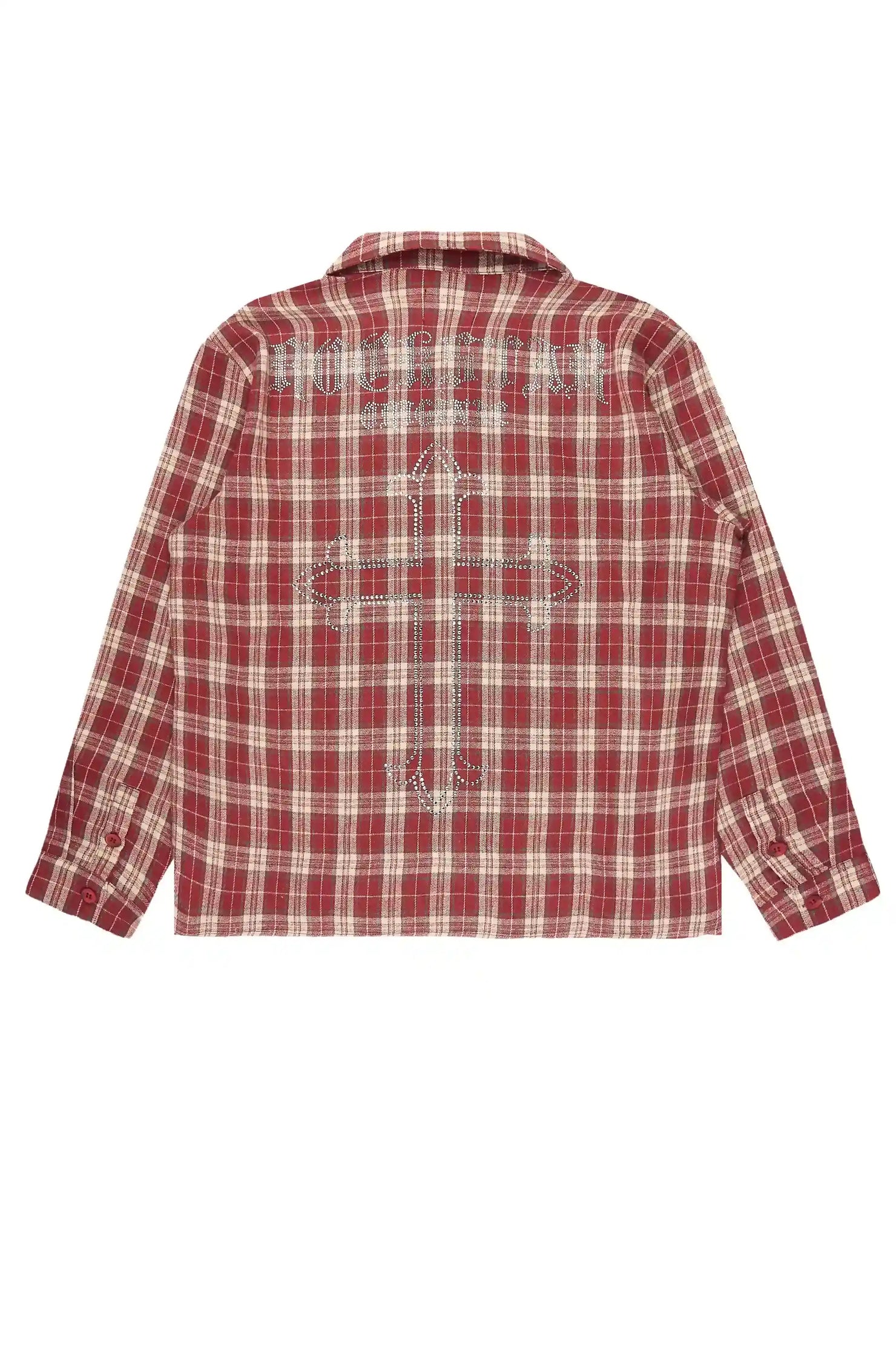 Poldi Red Rhinestone Flannel Long Sleeve Shirt