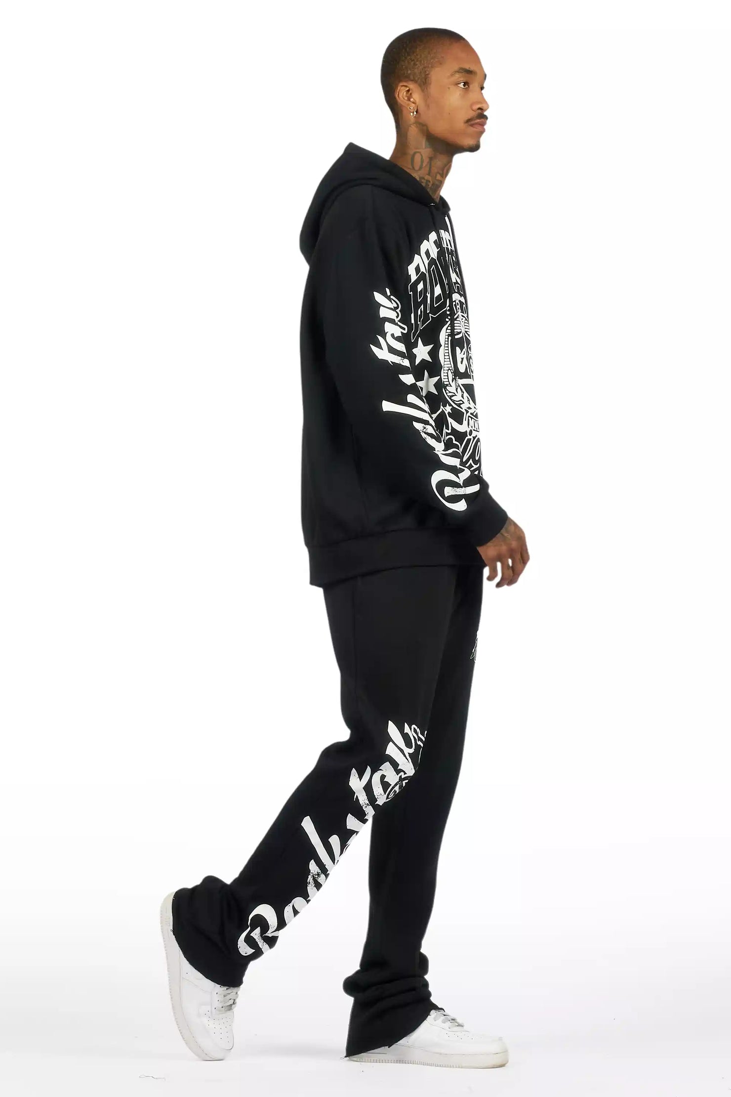Blazon Black Hoodie/Stacked Pant Track Set