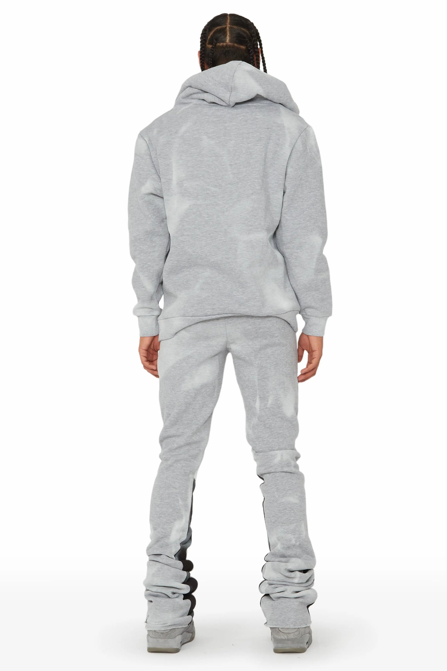 Nelly Heather Grey Hoodie Stacked Flare Track Set