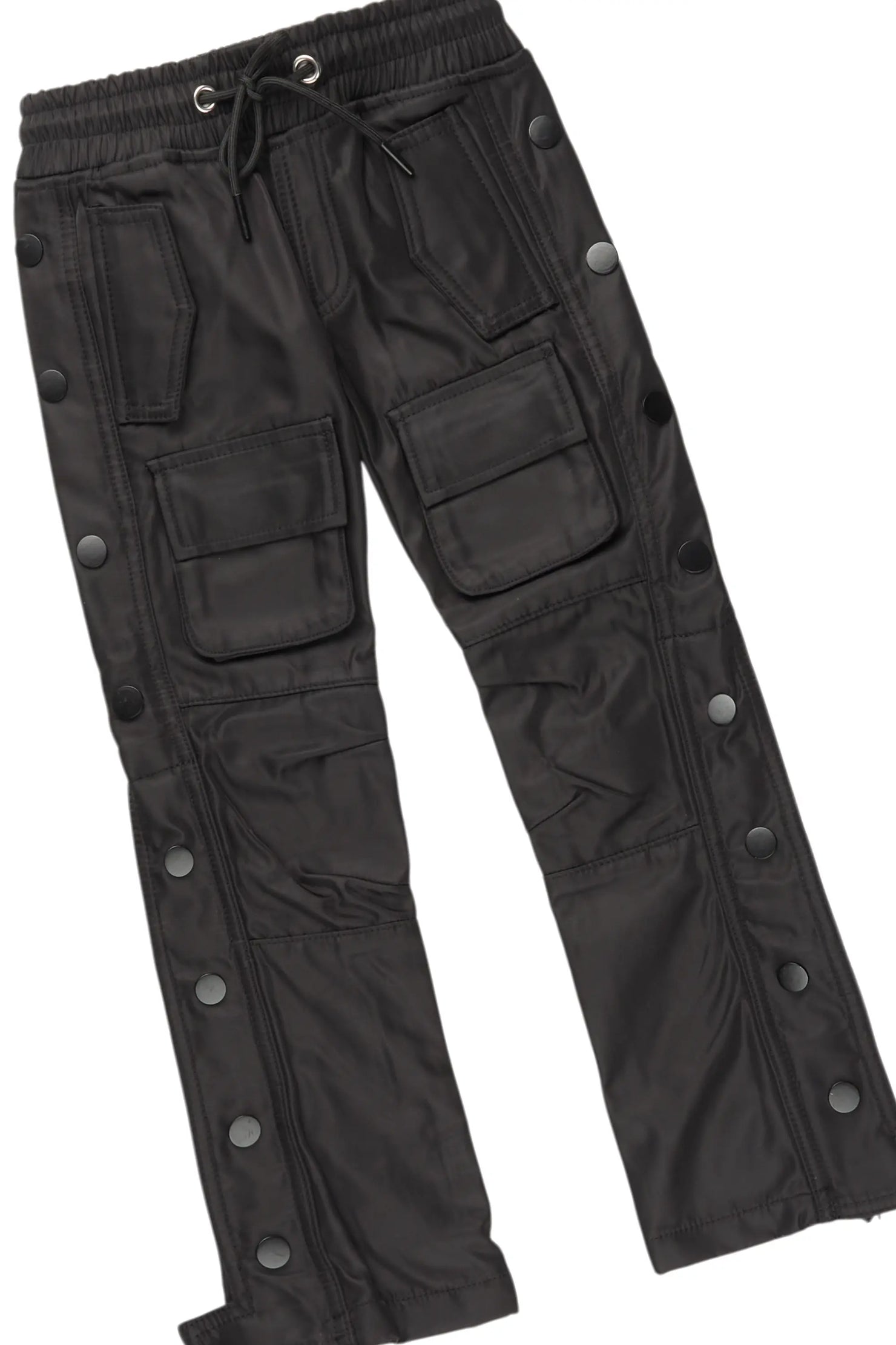 Boys Damyan Vintage Grey Hoodie/Stacked Flare Nylon Pant Set