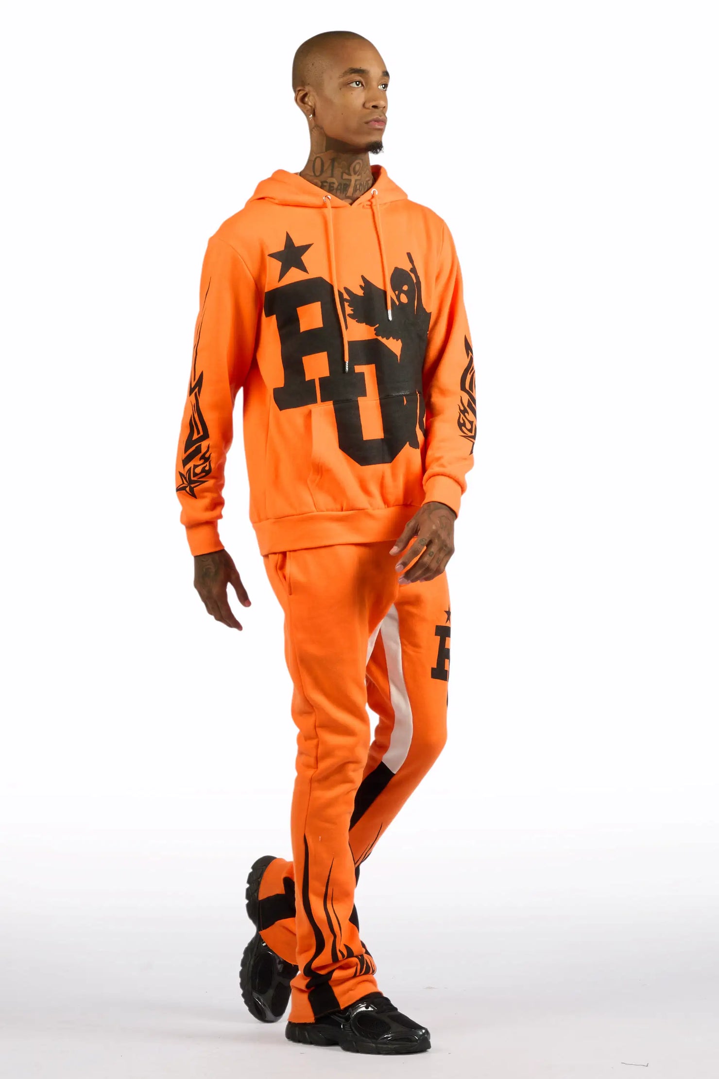 Pluton Orange/Black Hoodie/Stacked Flare Track Set