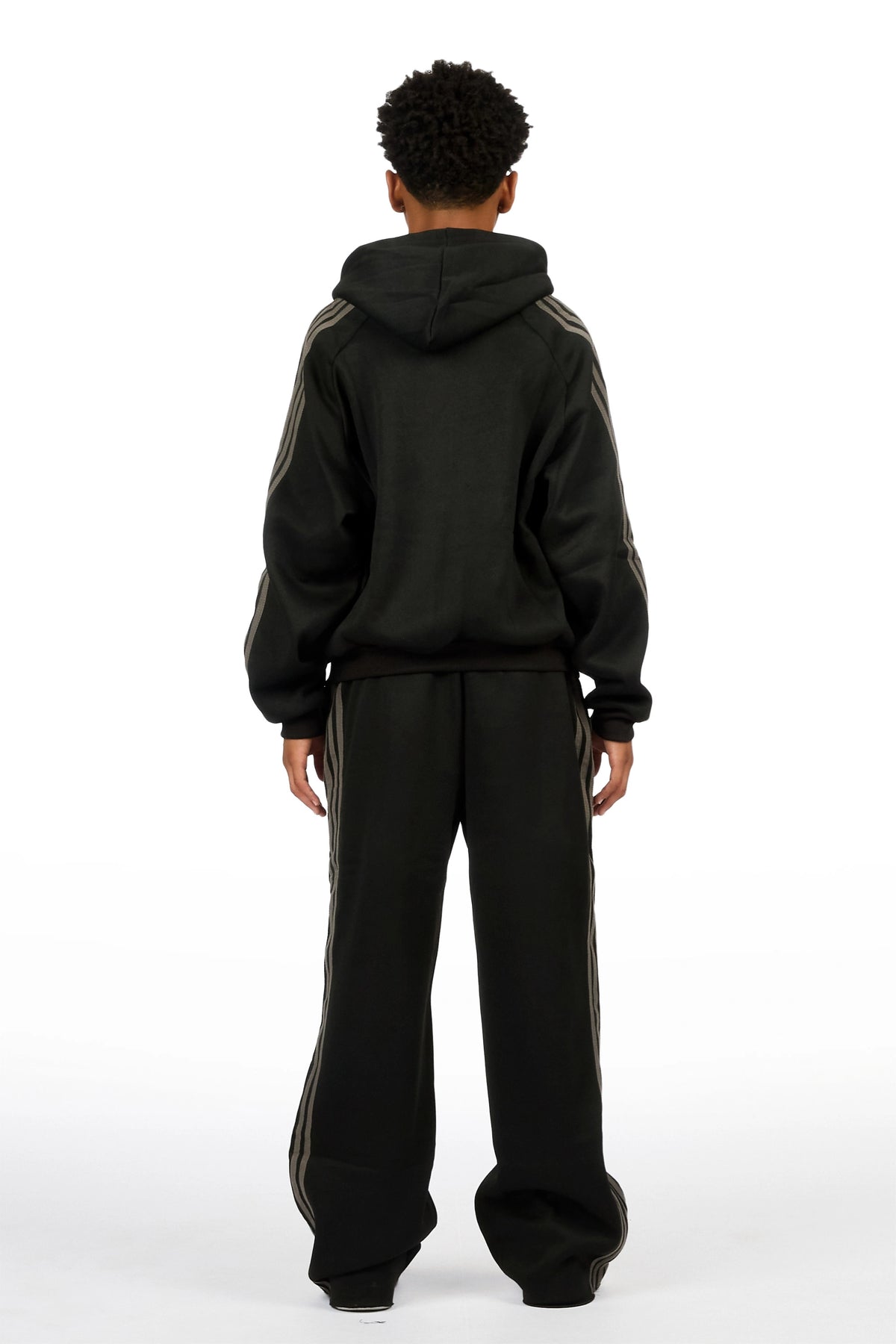Boys Manier Black/Grey Zip Up Hoodie Relaxed Pant Track Set