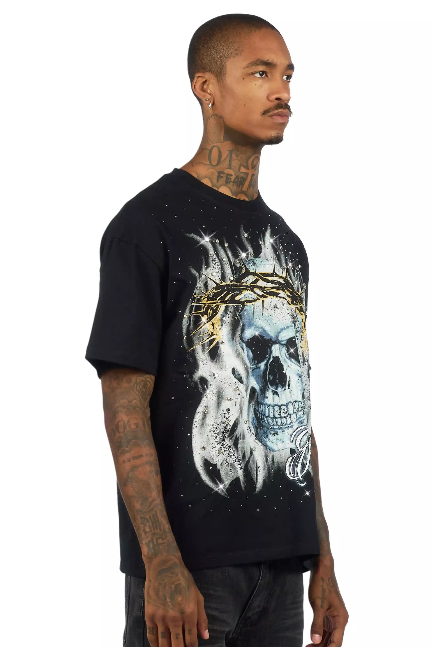 Blaise Black Graphic Rhinestone T-Shirt