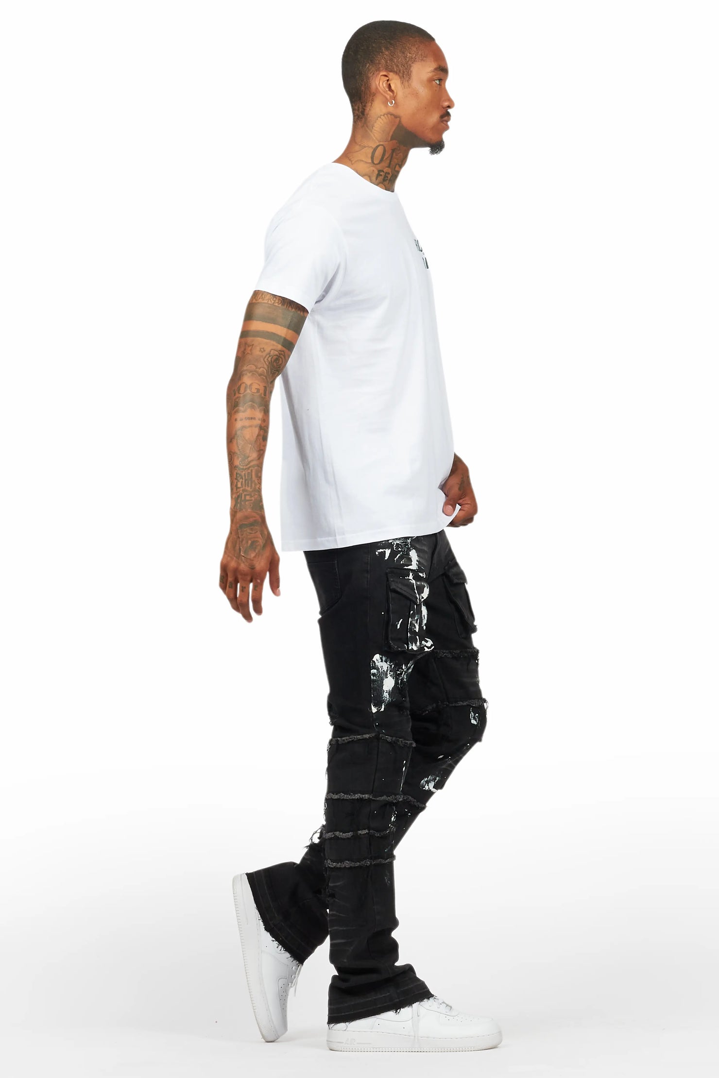Folly Dark Grey Painter Stacked Flare Jean