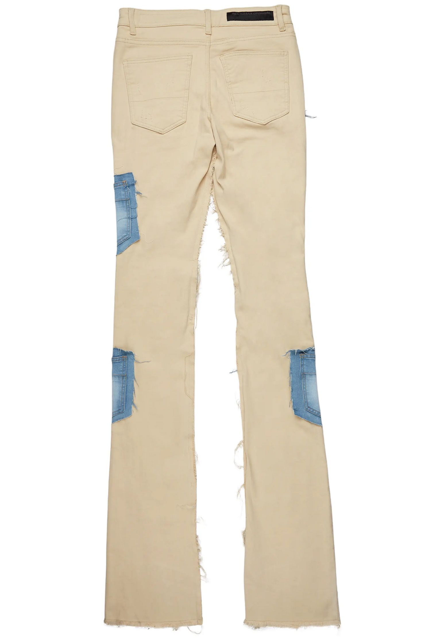 Heath Beige/Blue Patchwork Super Stacked Flare Jean