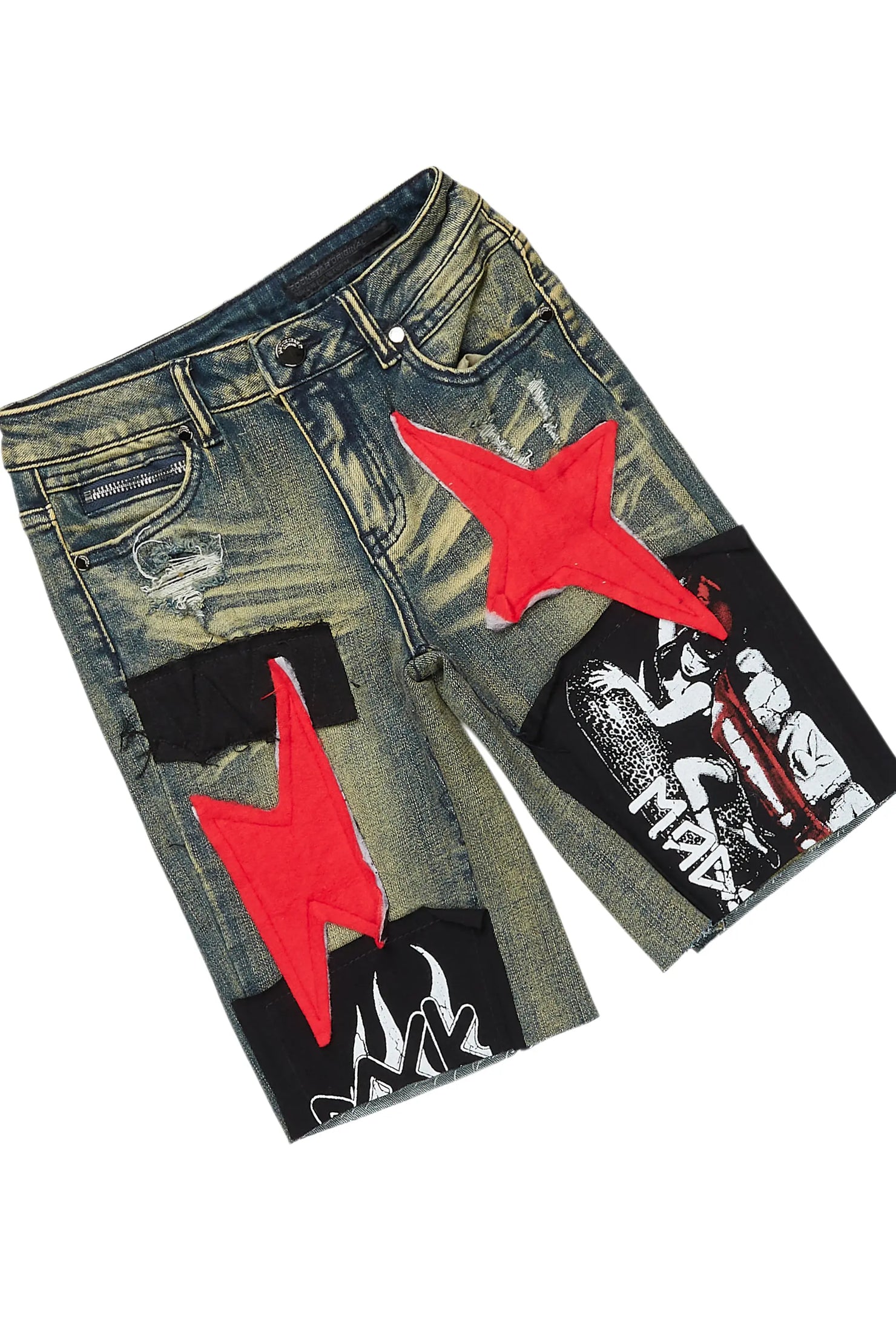 Boys Valo Black/Red T-Shirt/Denim Short Set