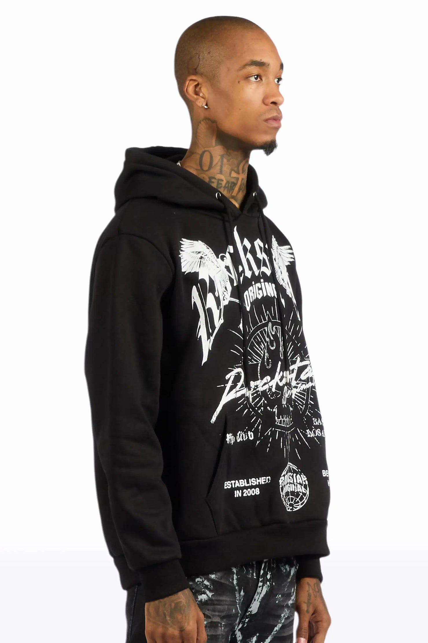 Tally Black Graphic Relaxed Hoodie