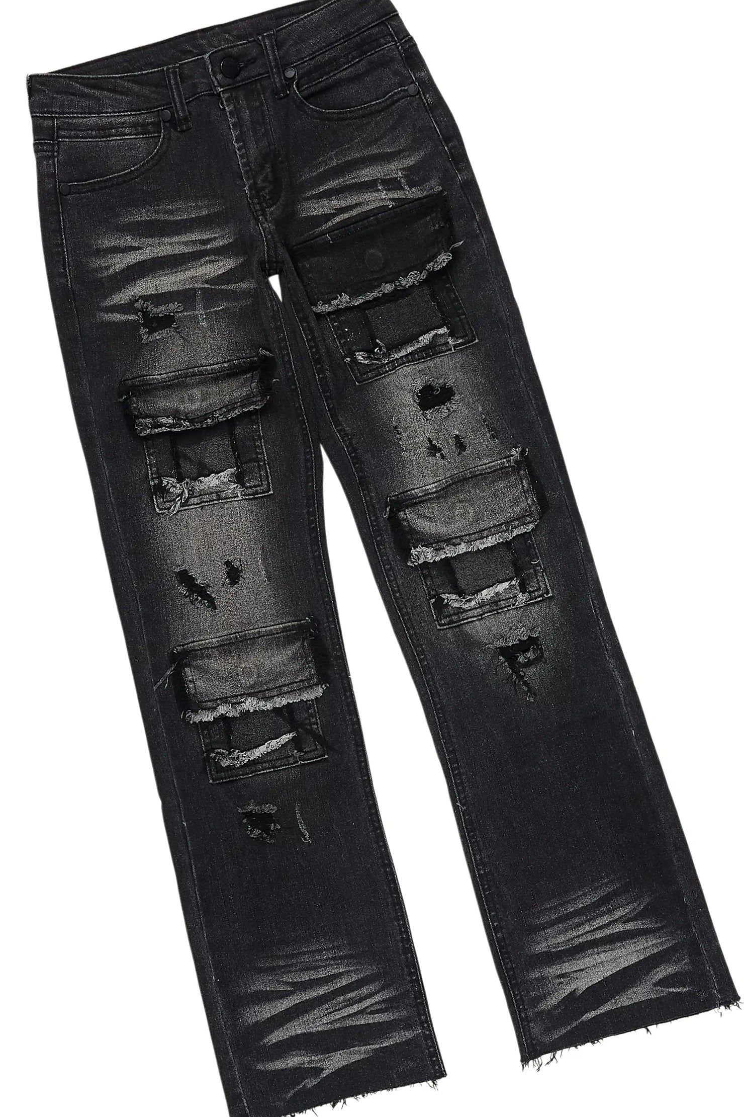 Boys Rhett Black Hoodie/Stacked Jean Set