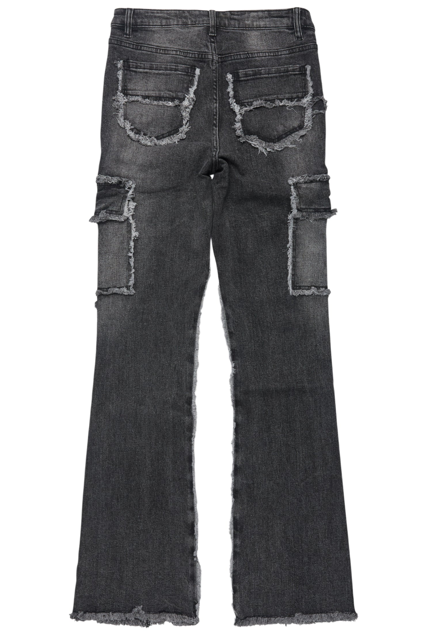 Keshia Dark Grey Wash Stacked Flare Jean