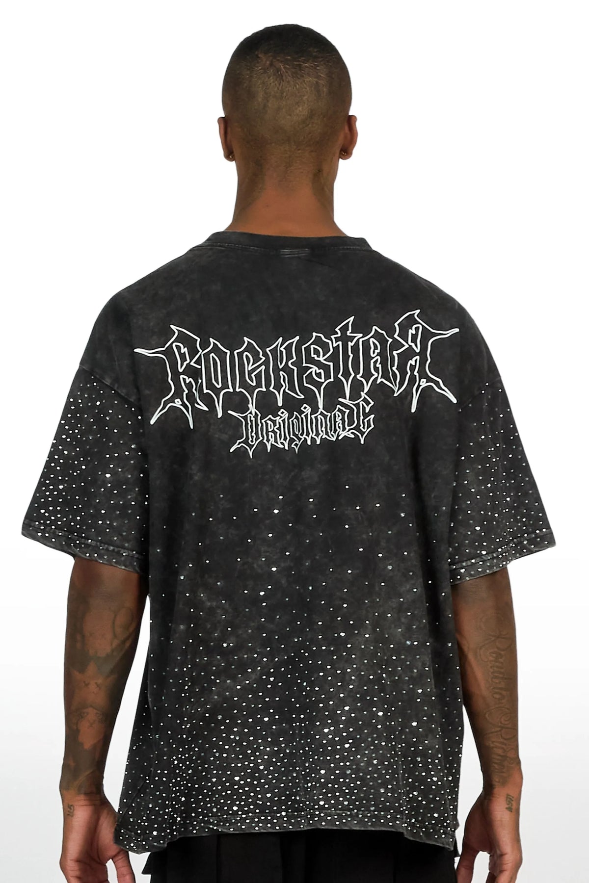 Twinkle Black Rhinestone Oversized Graphic T-Shirt