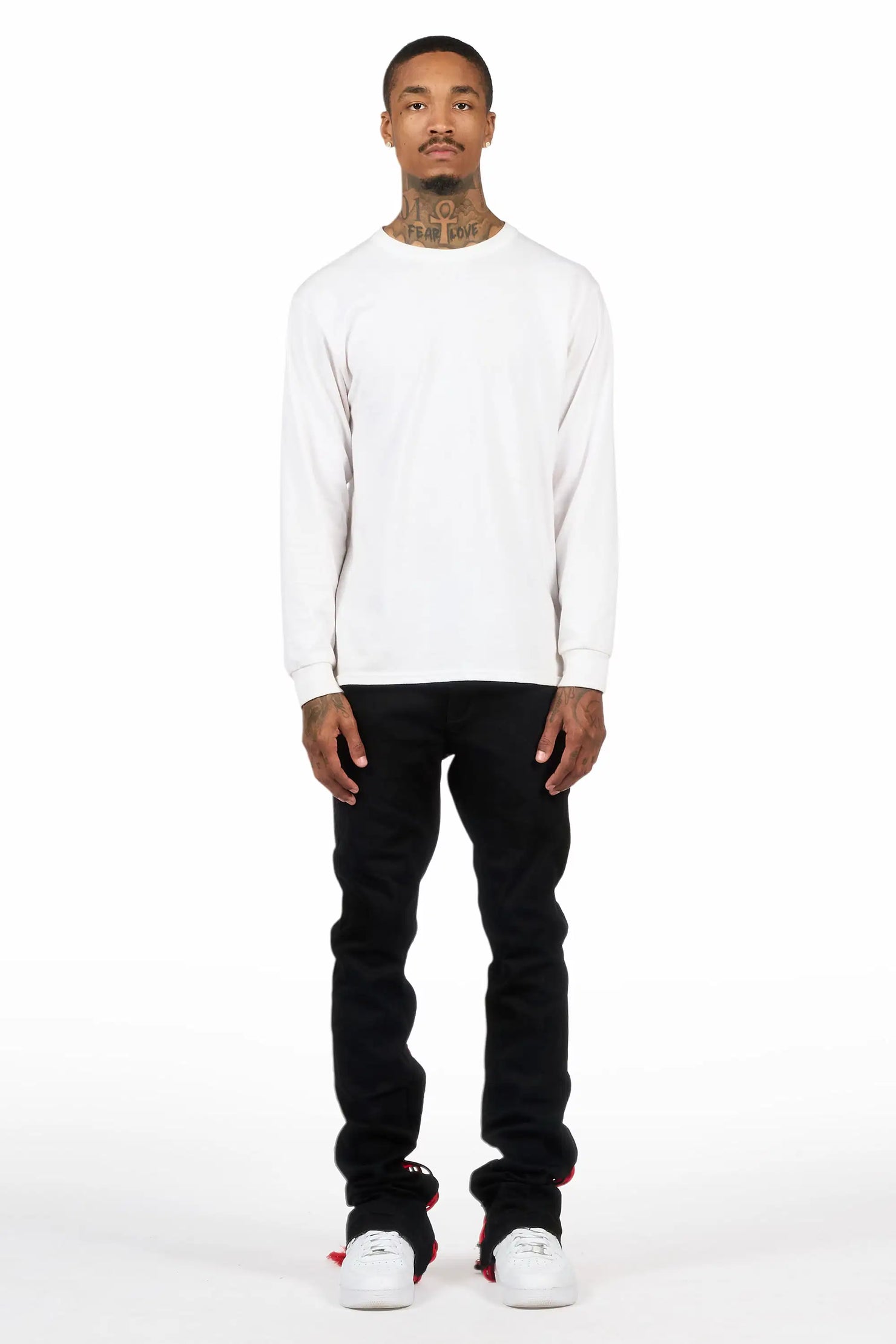 Otto Black/Red Stacked Flare Jean