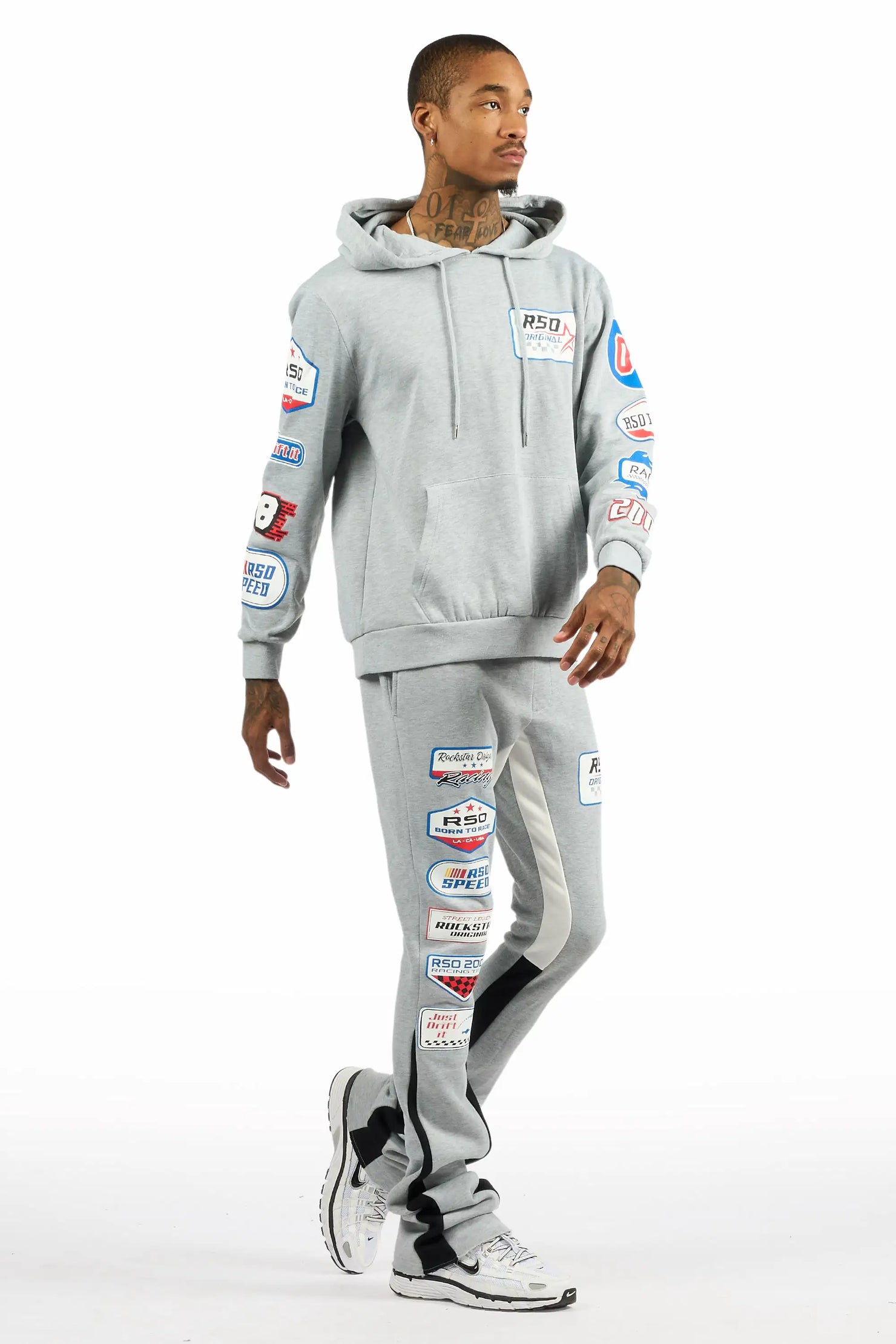 Komanda Heather Grey/Multi Hoodie/Stacked Flare Track Set