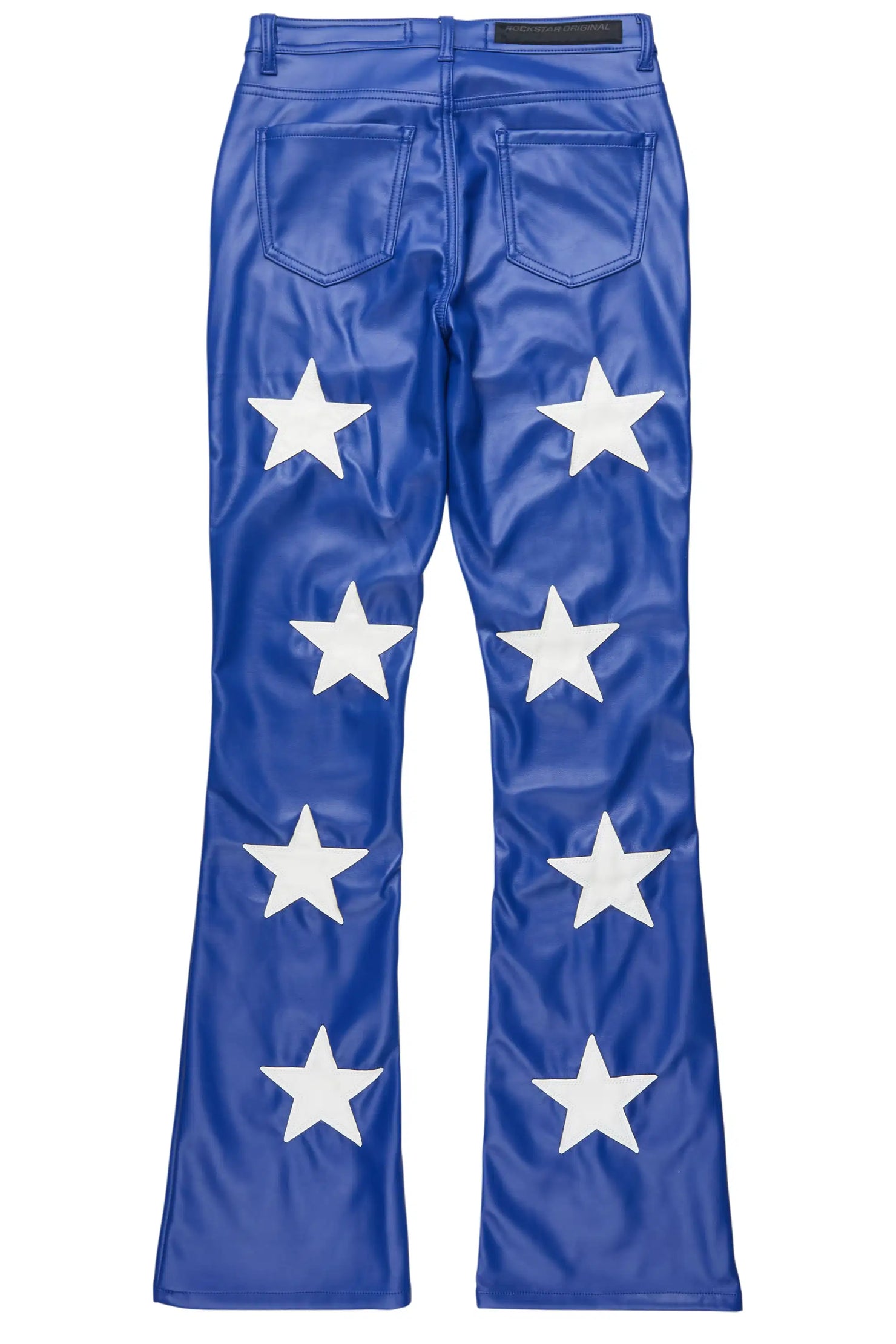 Takera Royal Blue PU Stacked Flare Pant