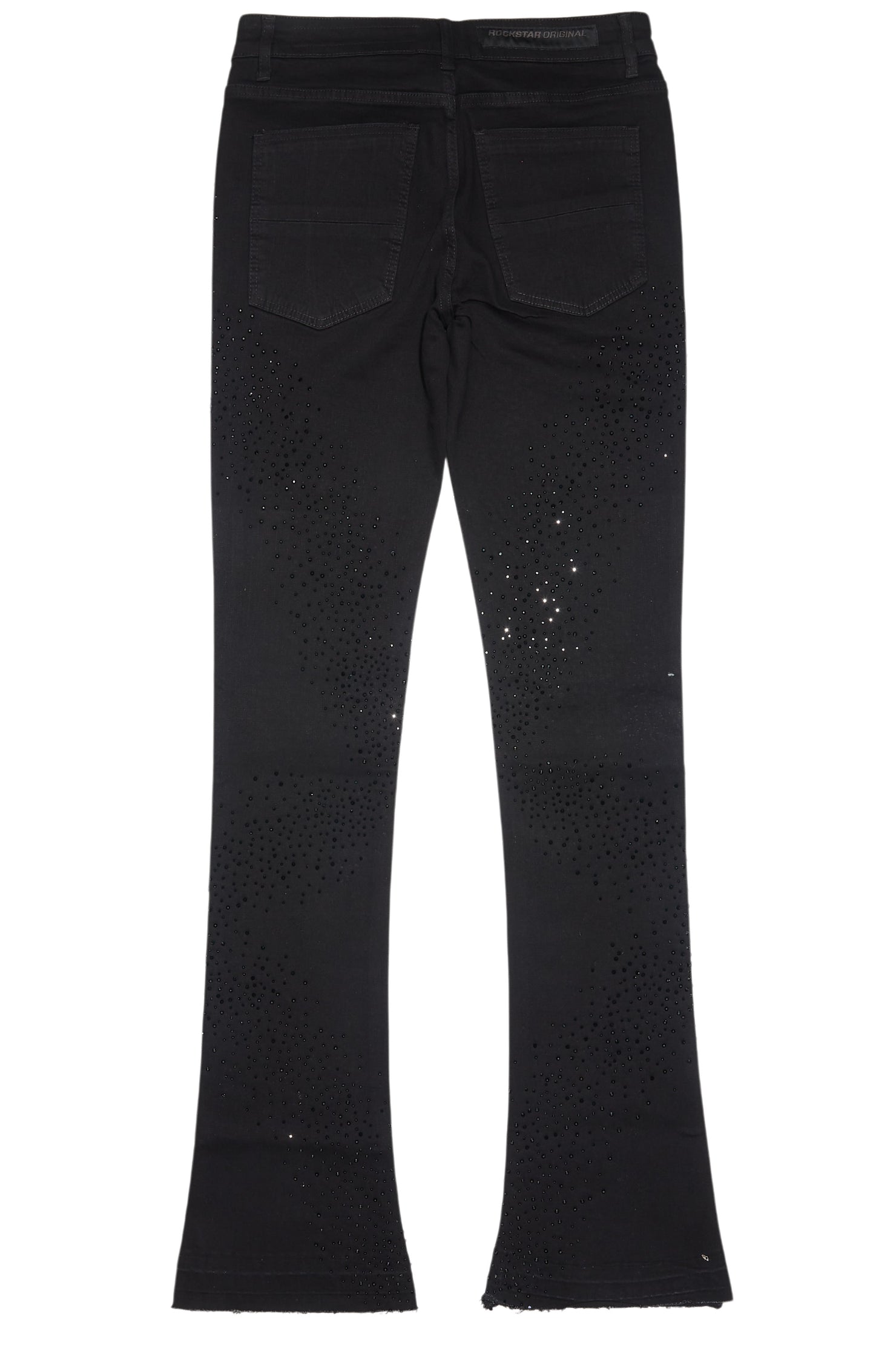 Carti Black Rhinestone Stacked Flare Jean