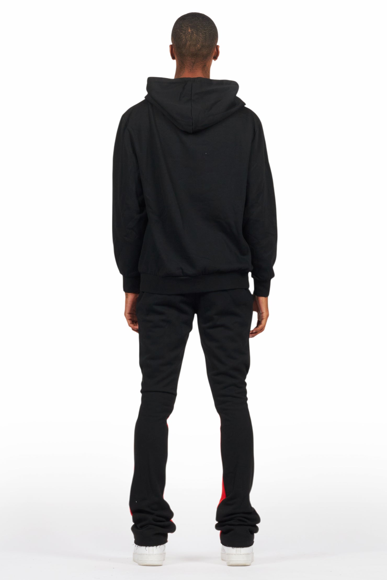Raffer Black/Bright Red Hoodie/Stacked Flare Pant Set