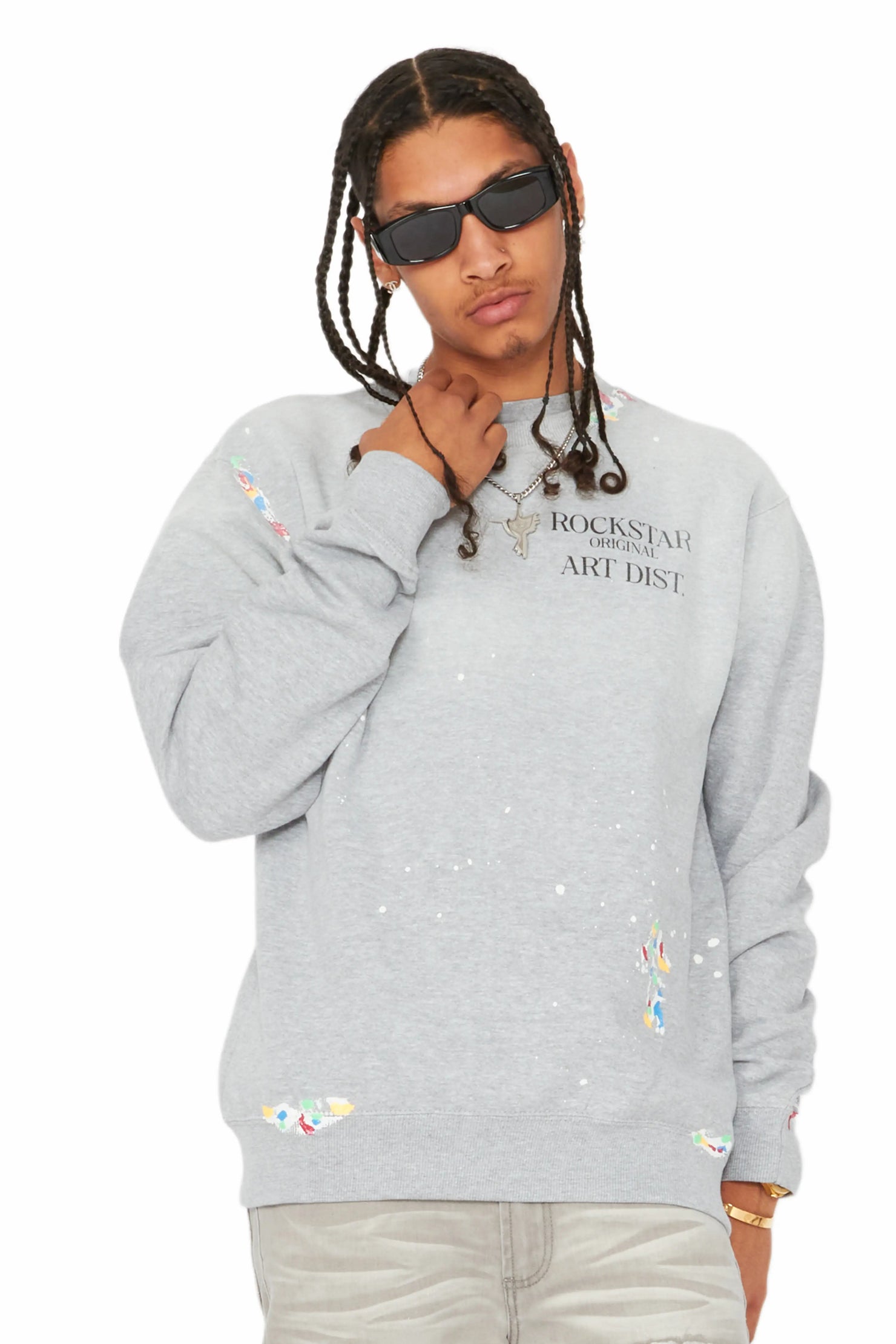 Rockstar Art Dist Heather Grey Crewneck
