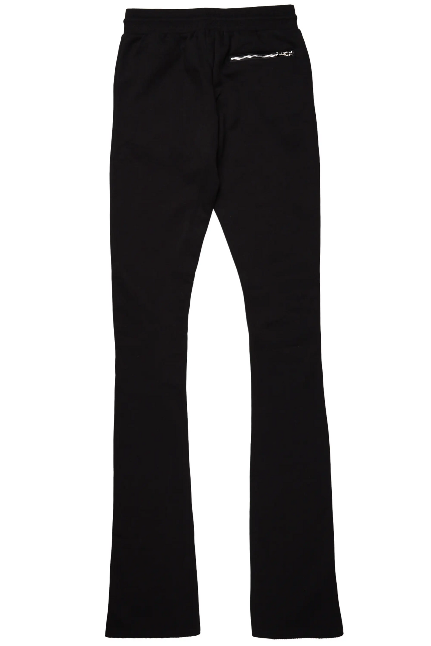 Damone Black Super Stacked Flare Track Pant