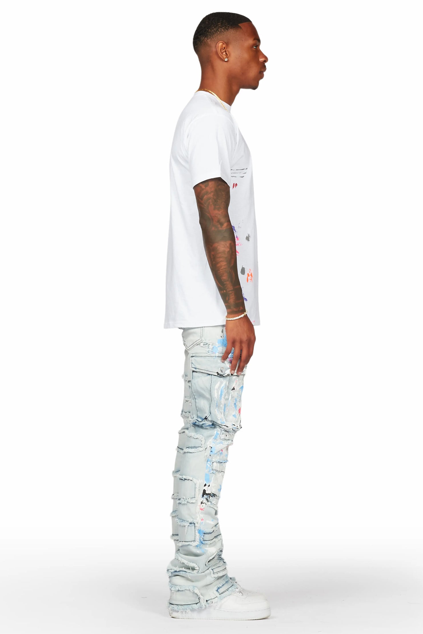 Farren Blue Painter Stacked Flare Jean