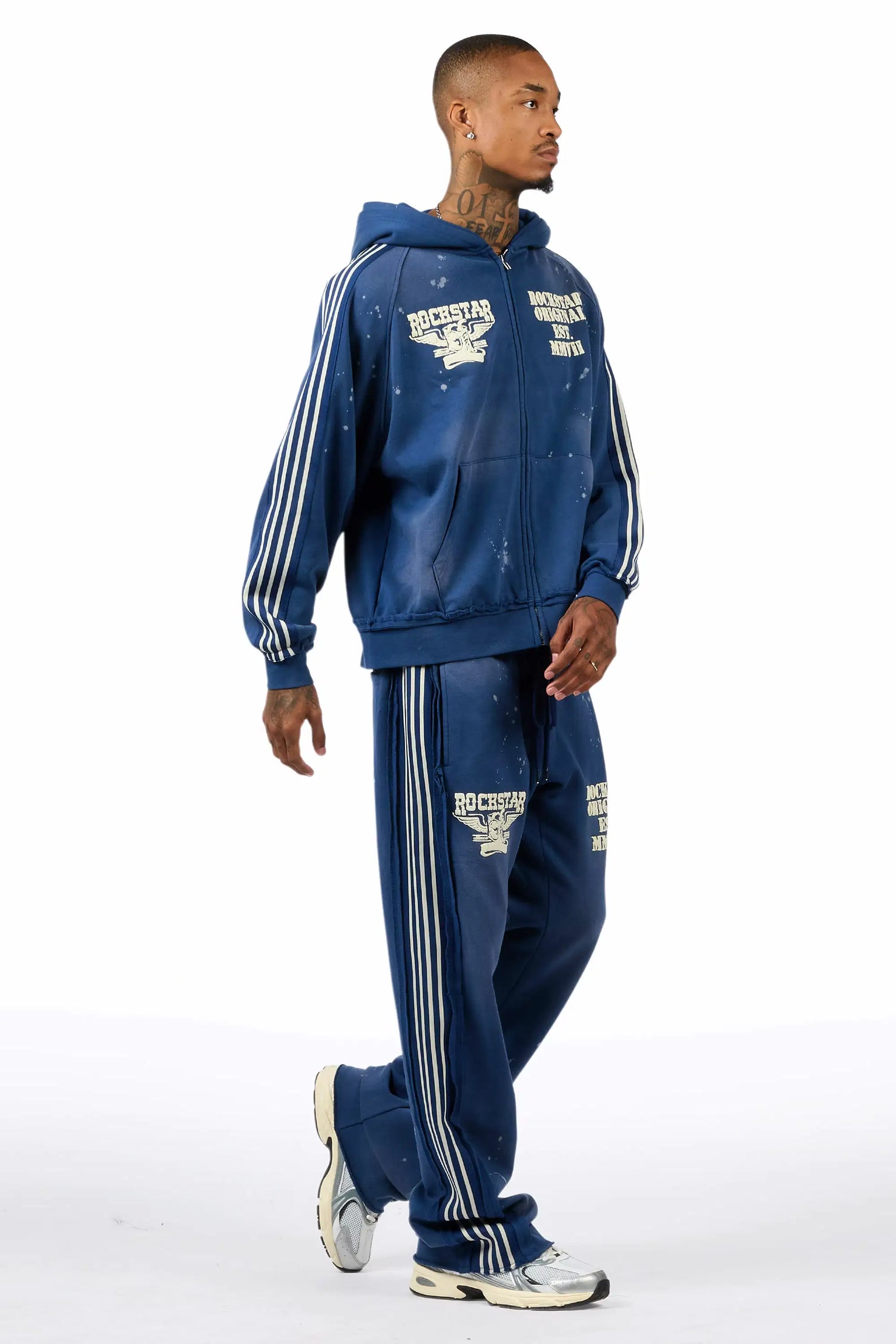 Manier Vintage Navy Hoodie/Straight Pant Track Set