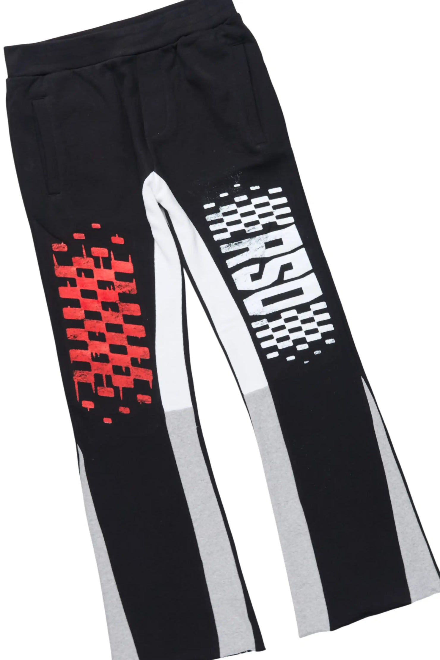 Boys Dreamer Black/White Hoodie/Stacked Flare Track Set