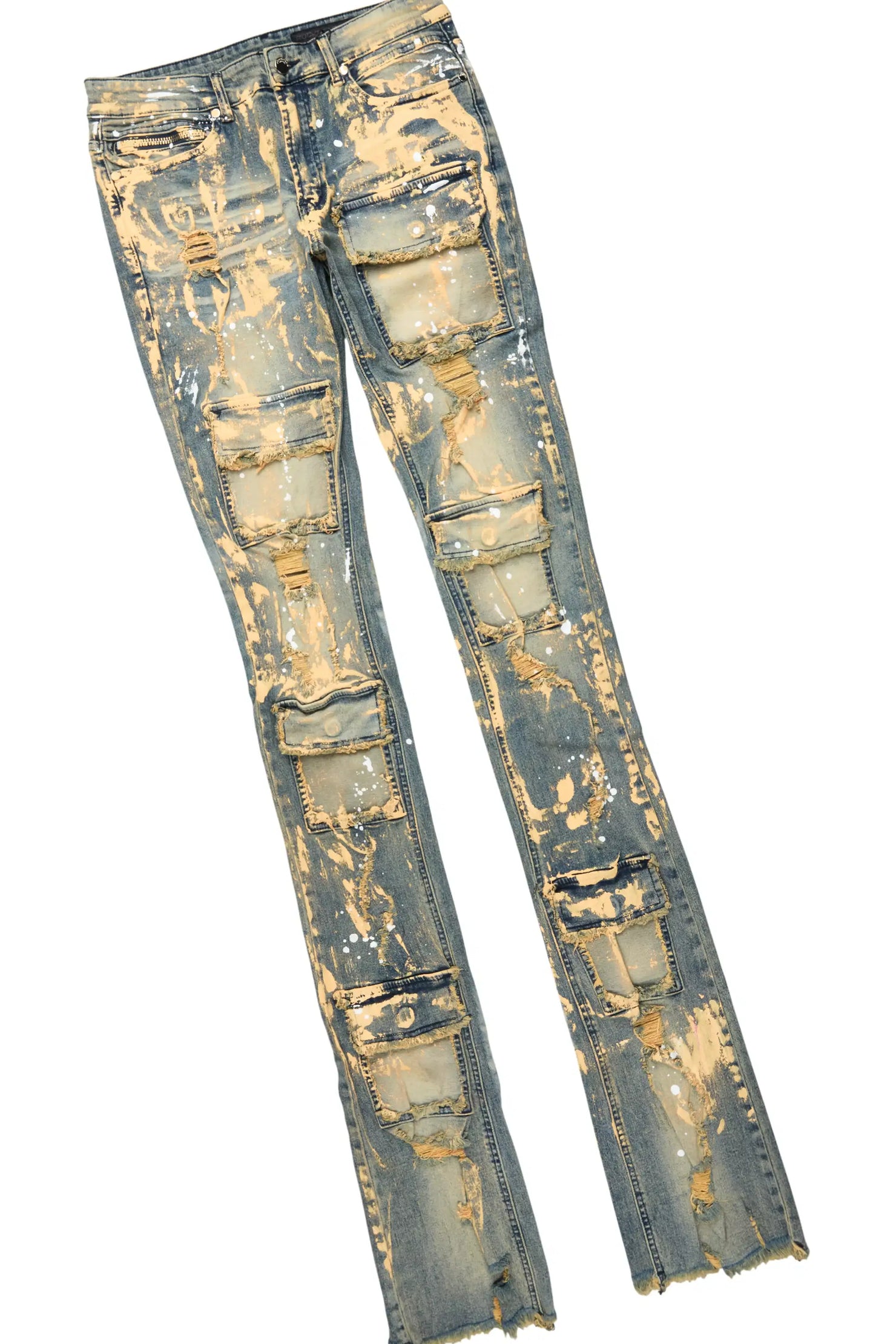 Andros Beige/Tint Blue Mohair Hoodie/Super Stacked Flare Jean Set