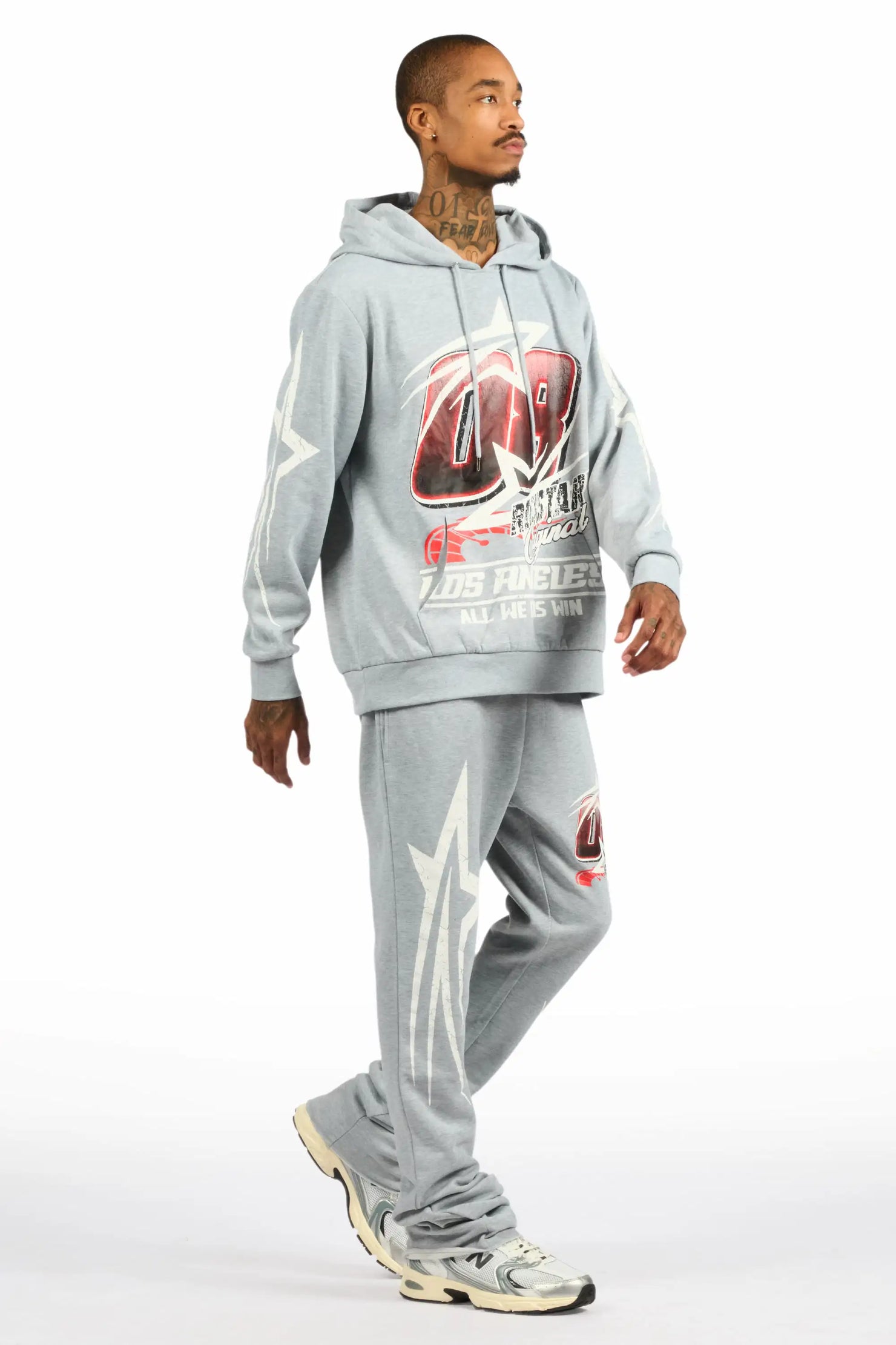 Kastell Heather Grey Hoodie/Stacked Pant Track Set