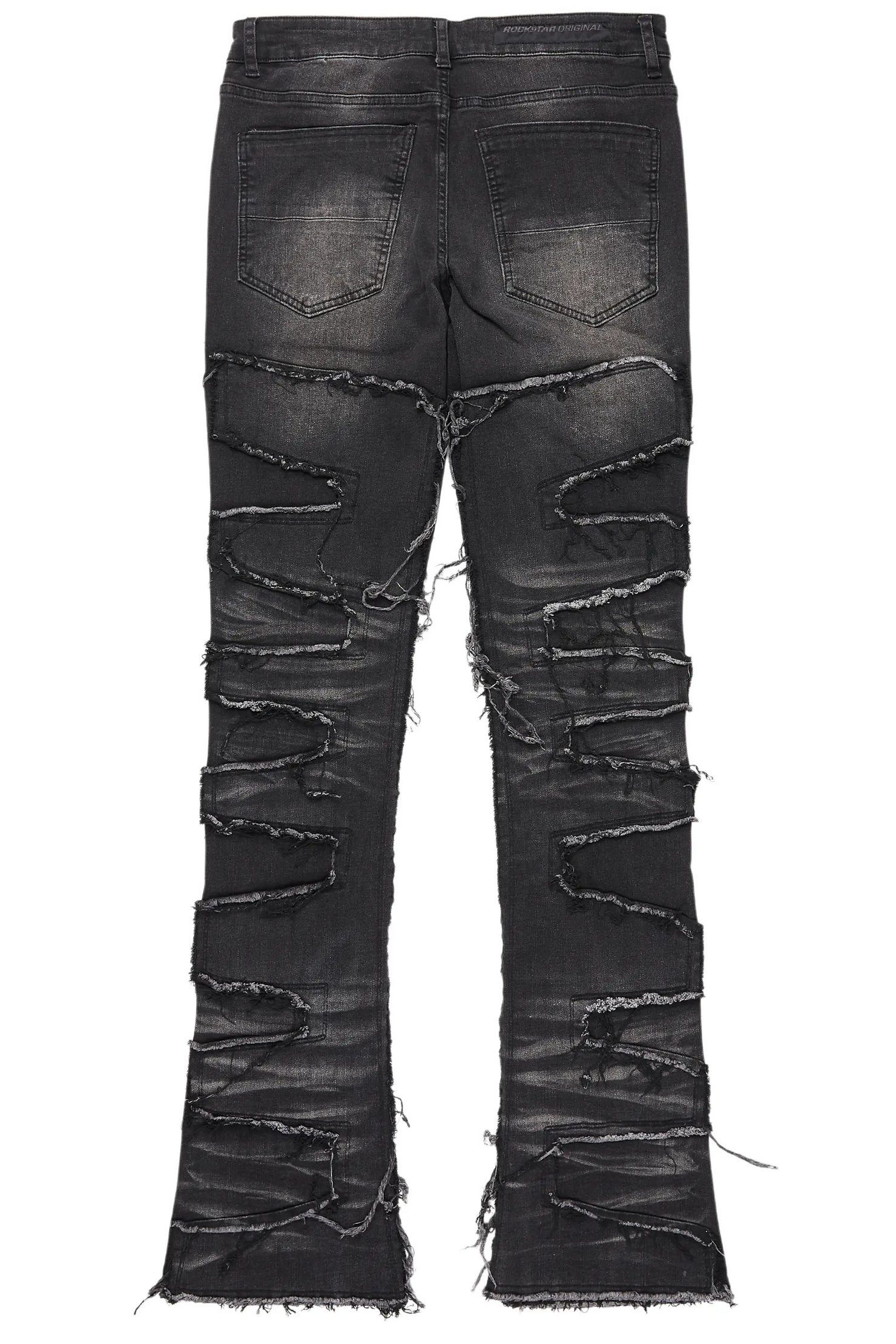 Shaddie Dark Grey Painter Stacked Flare Jean