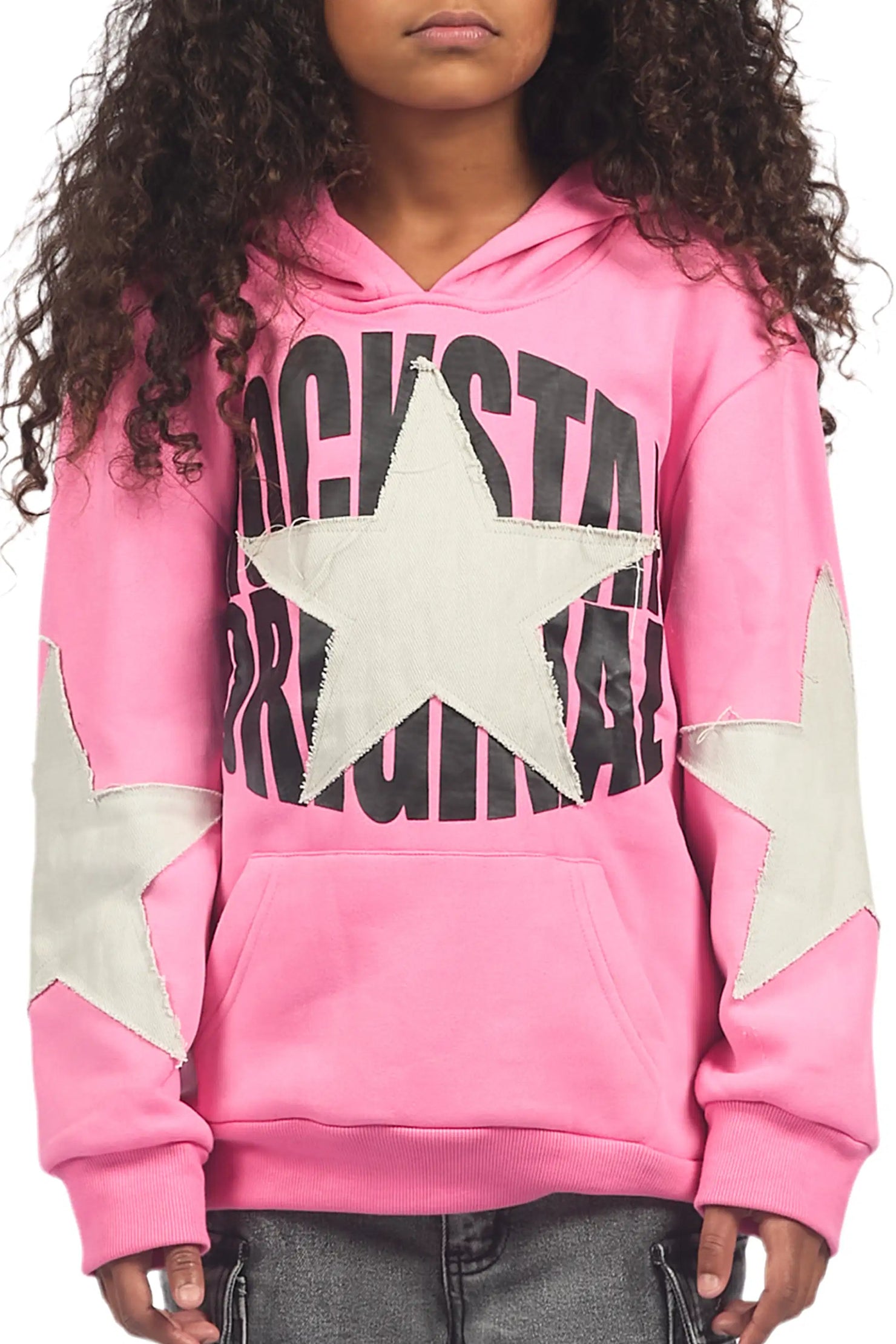 Girls Khaly Pink/Grey Graphic Hoodie