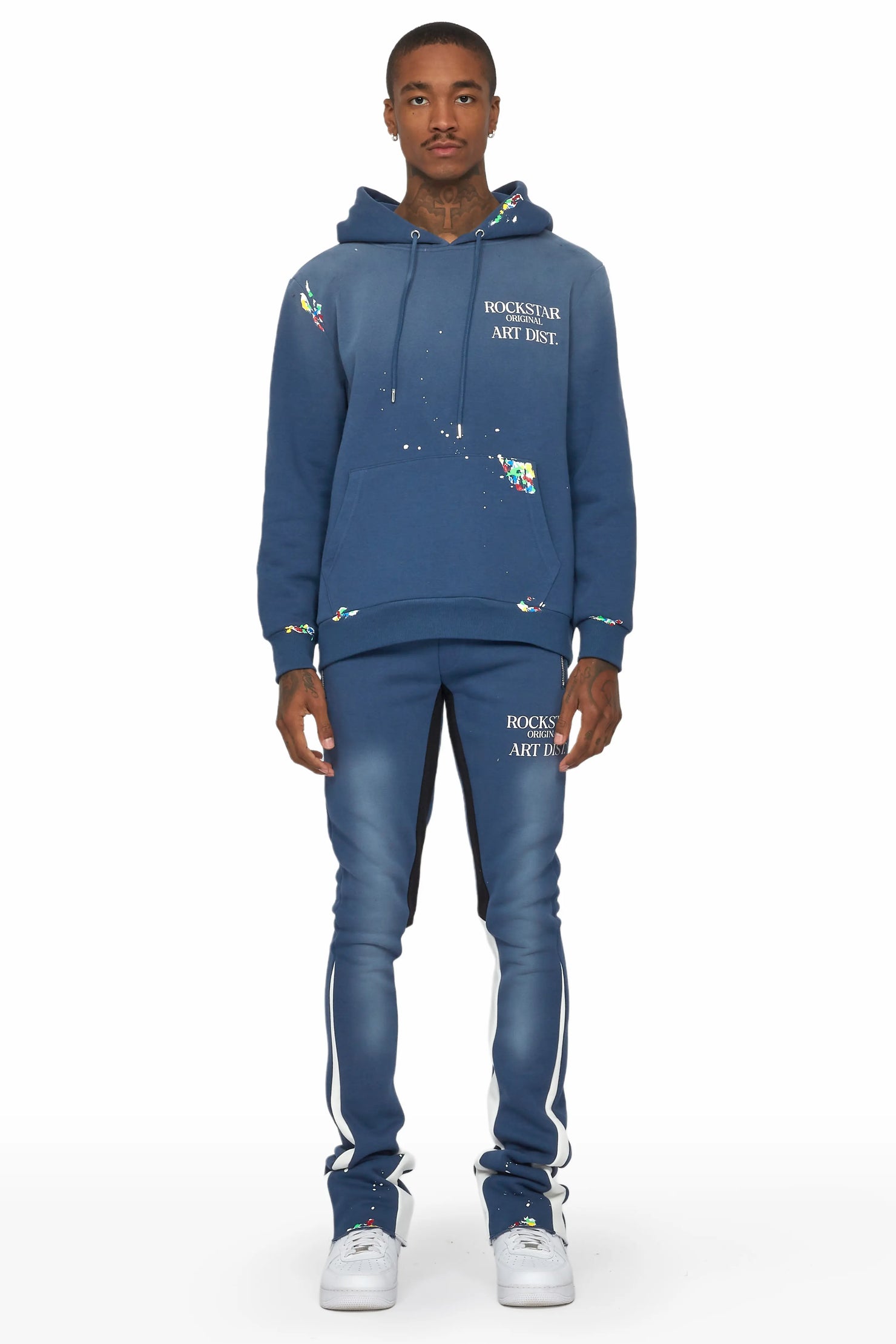 Rockstar Art Dist. Navy Hoodie/Stacked Flare Set