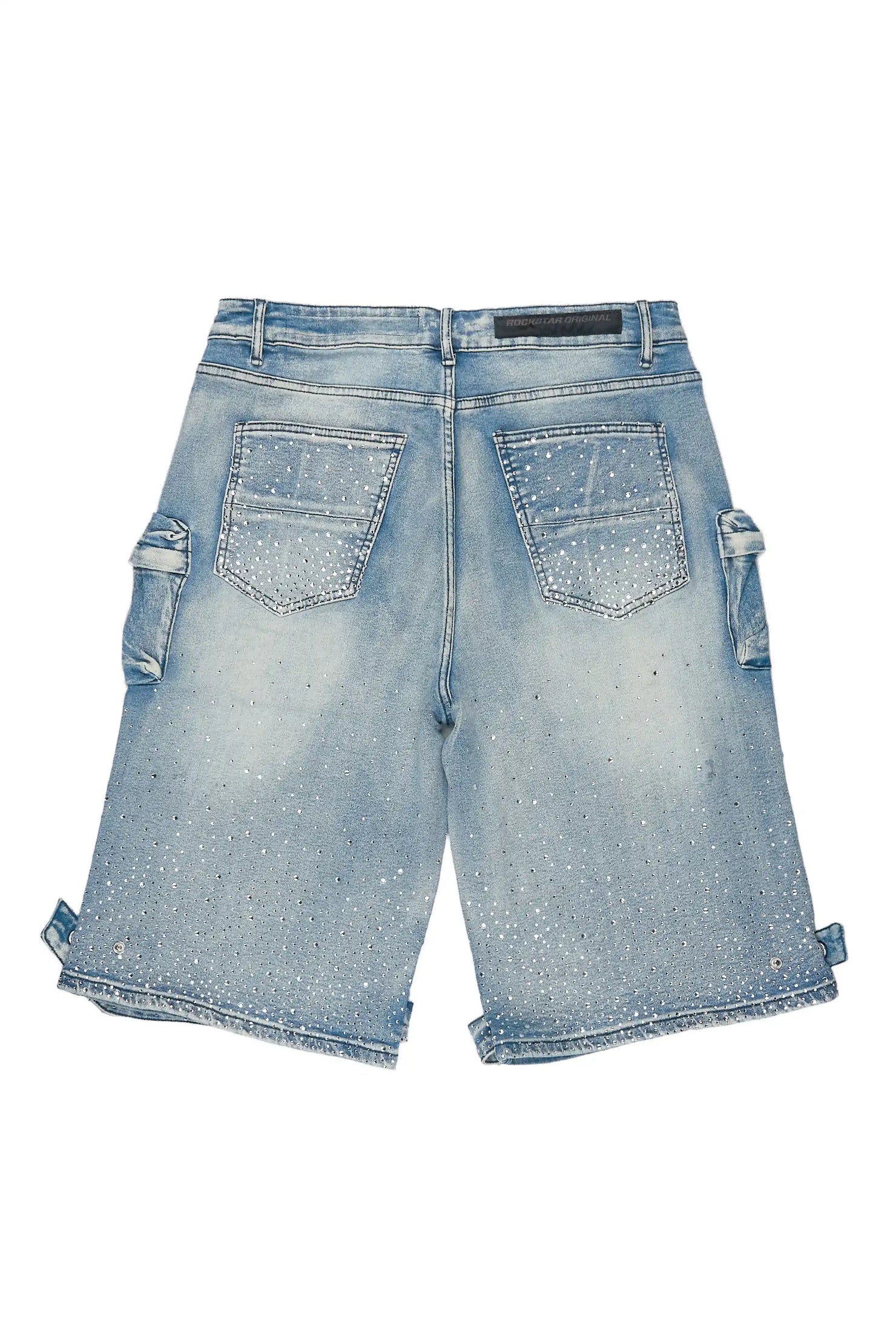 Keoni Light Blue Rhinestone Denim Short
