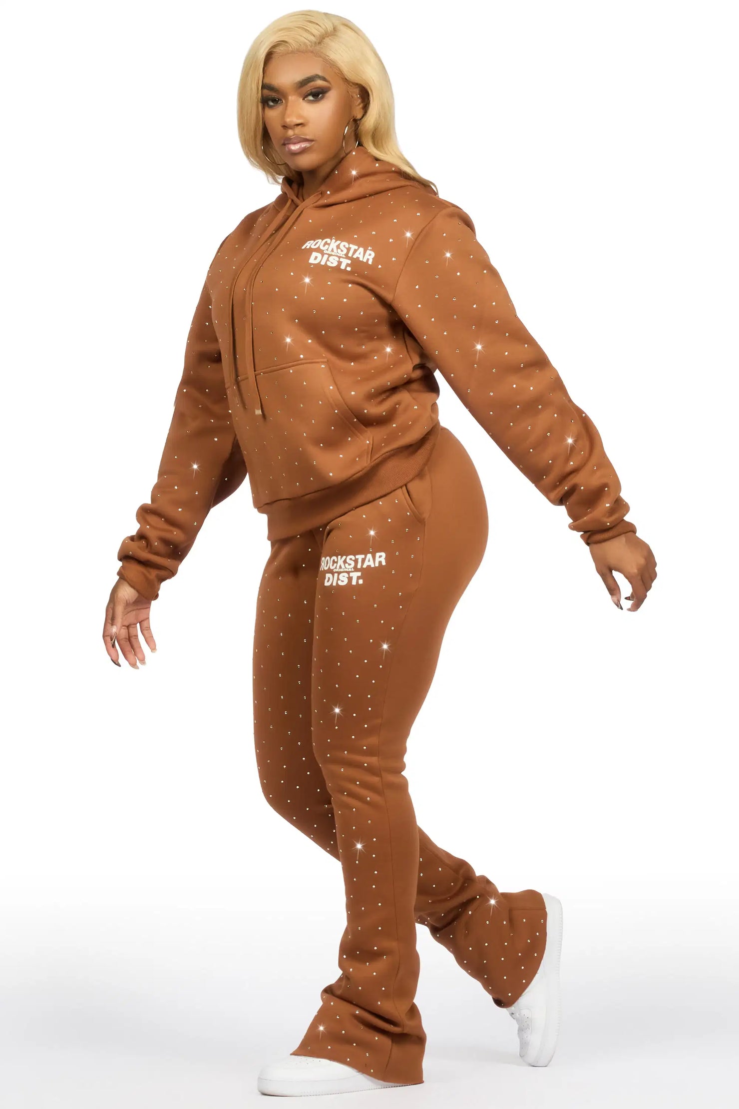 Shamoney Brown Rhinestone Stacked Track Set