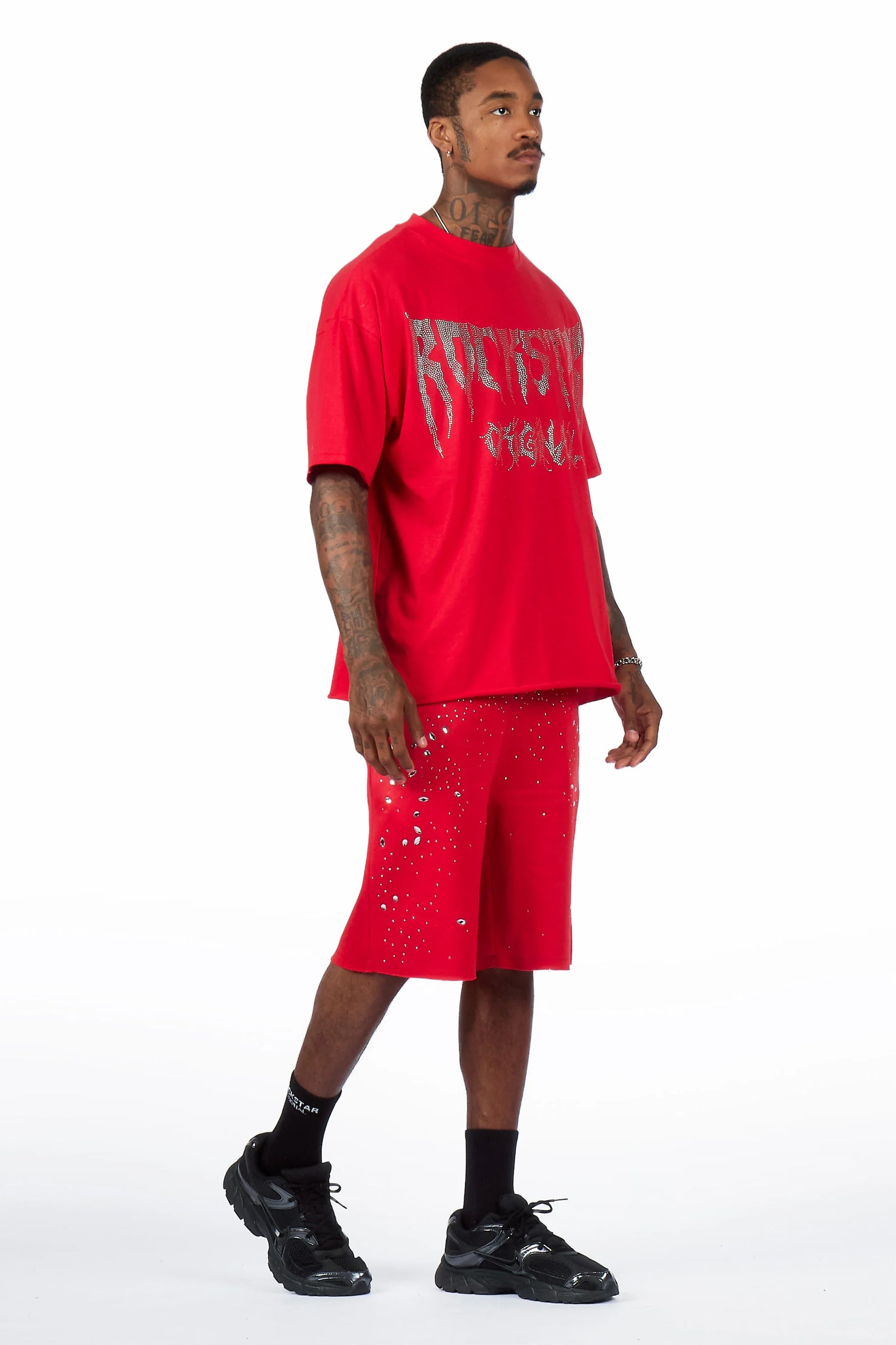 Twinkle Red Rhinestone T-Shirt/Short Set