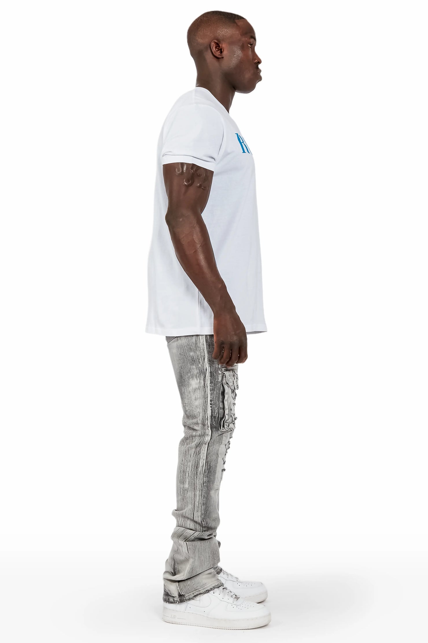 Kale Grey Cargo Stacked Flare Jean