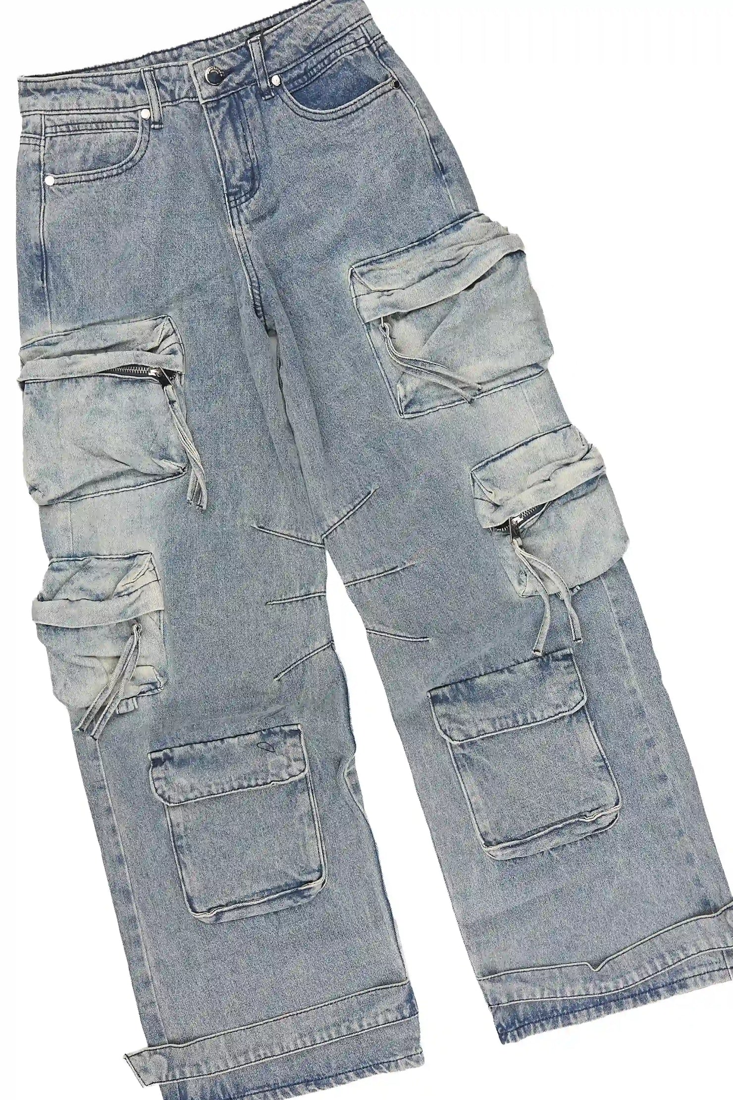 Boys Jhacor White/Blue Long Sleeve T-Shirt Baggy Jean Set
