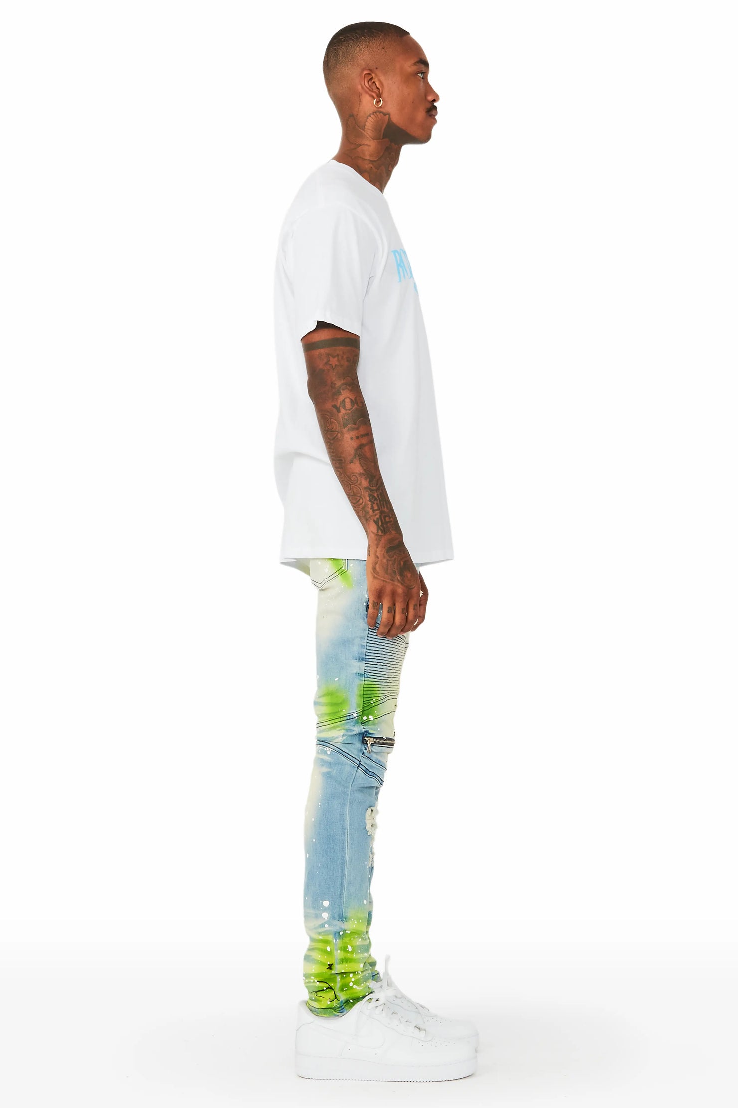 Wilder Blue/Green Painter Biker Jean