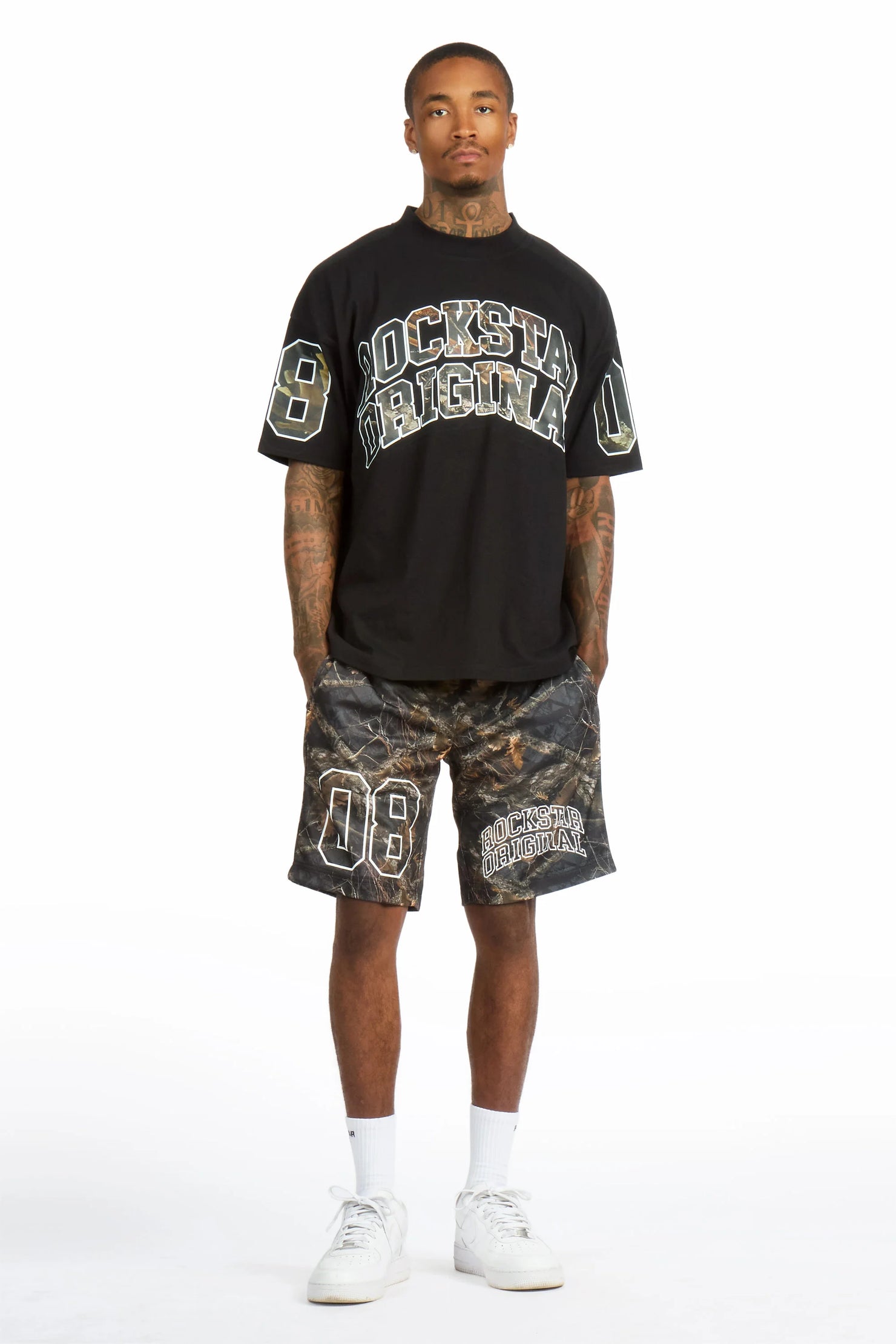 Desiero Black Camo T-Shirt Short Set