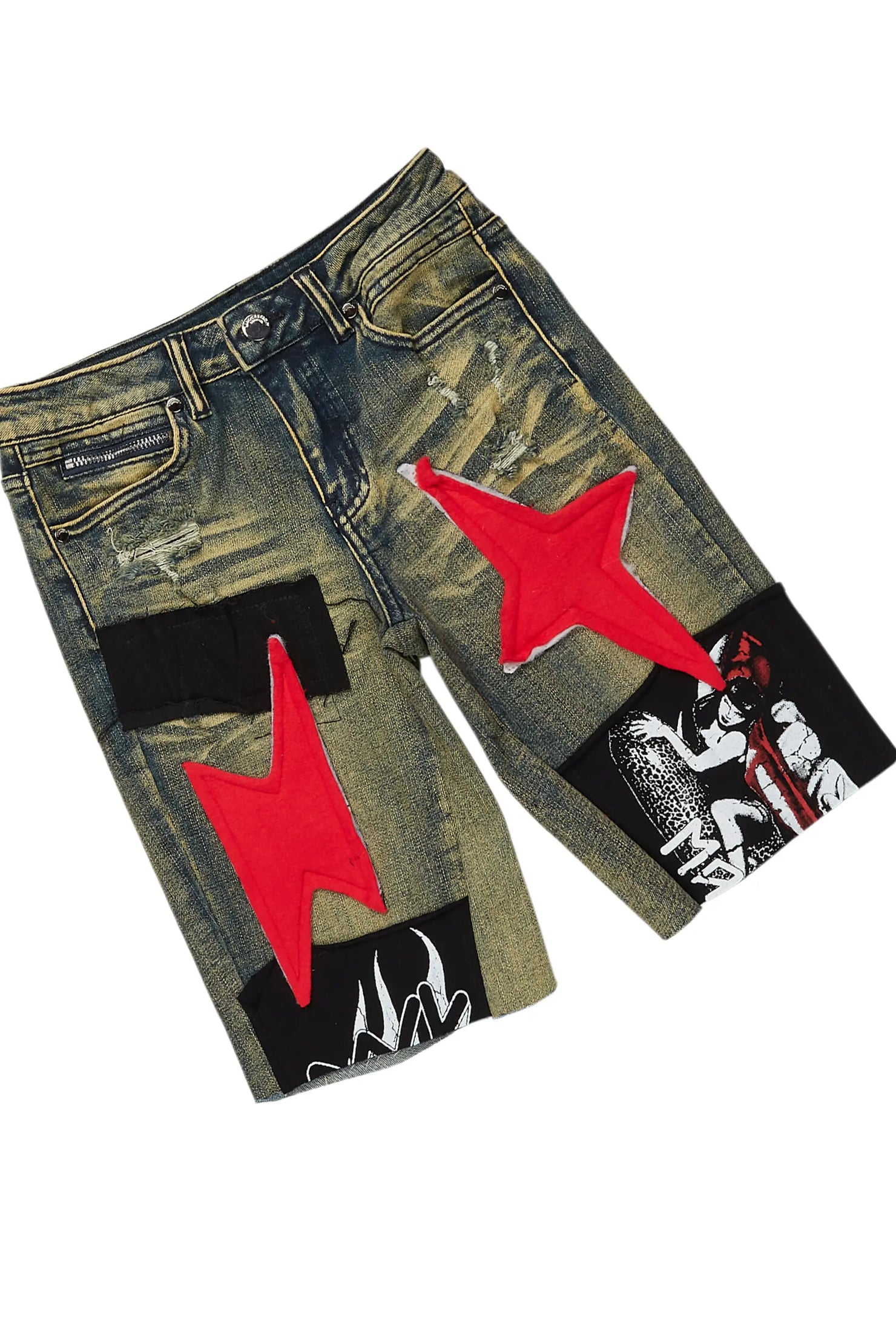 Boys Beau Black/Red T-Shirt/Denim Short Set