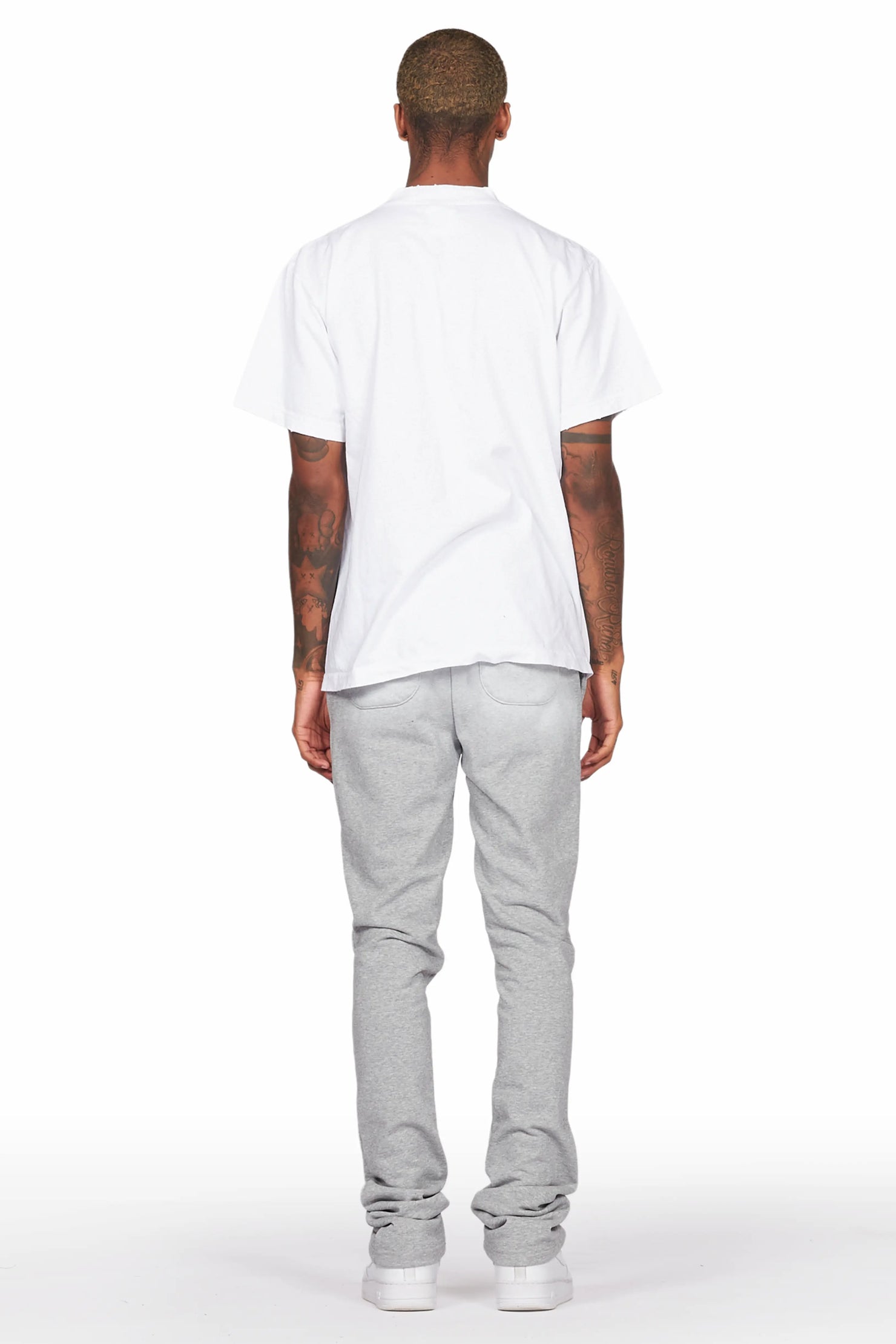 Vadim White/Grey Oversize T-Shirt/Stacked Flare Track Set