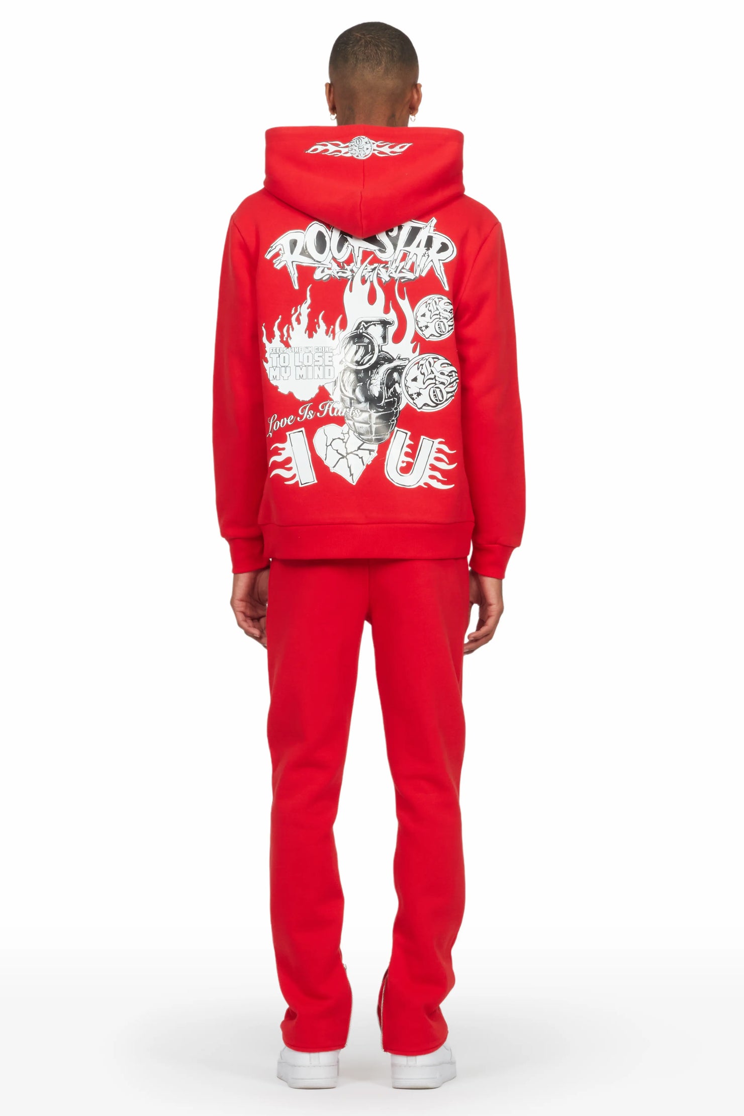 Iheartu Red Slim Fit Track Set