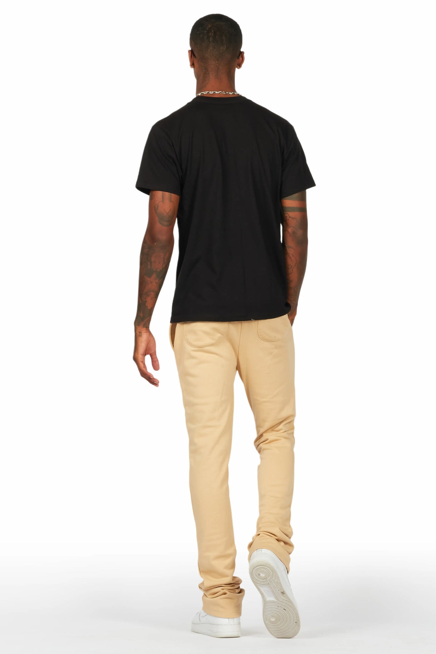 Mallor Black/Beige T-Shirt/Stacked Track Set