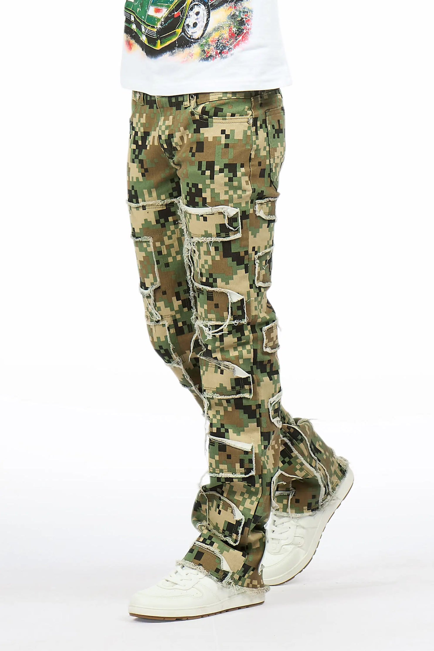 Boys Shake Digital Camo Stacked Flare Jean