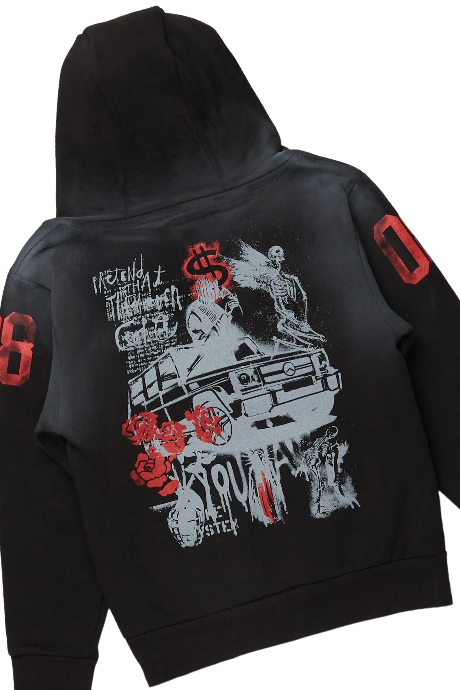 Boys Xavier Black Hoodie/Stacked Flare Jean Set