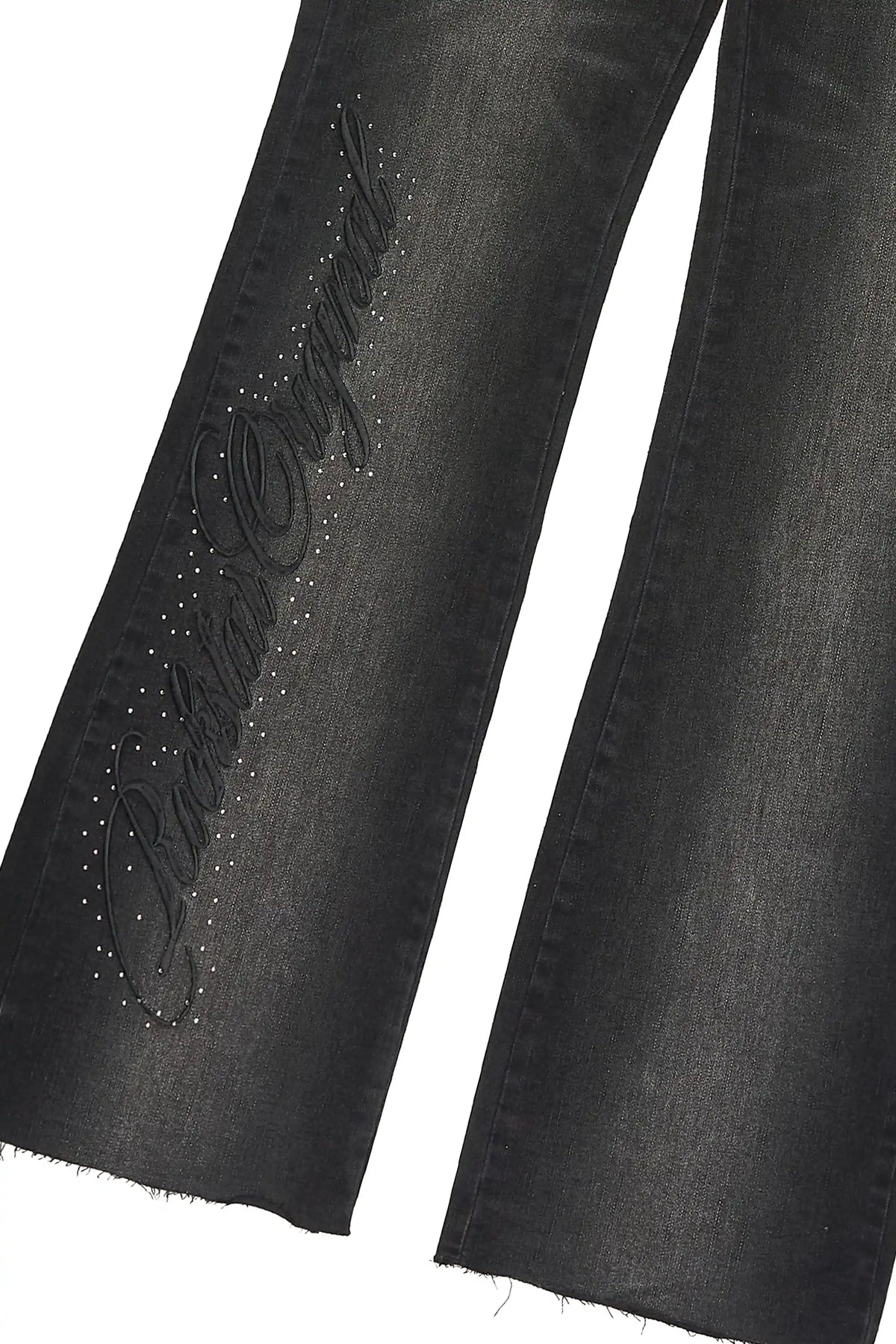 Calisa Black Rhinestone Stacked Flare Jean