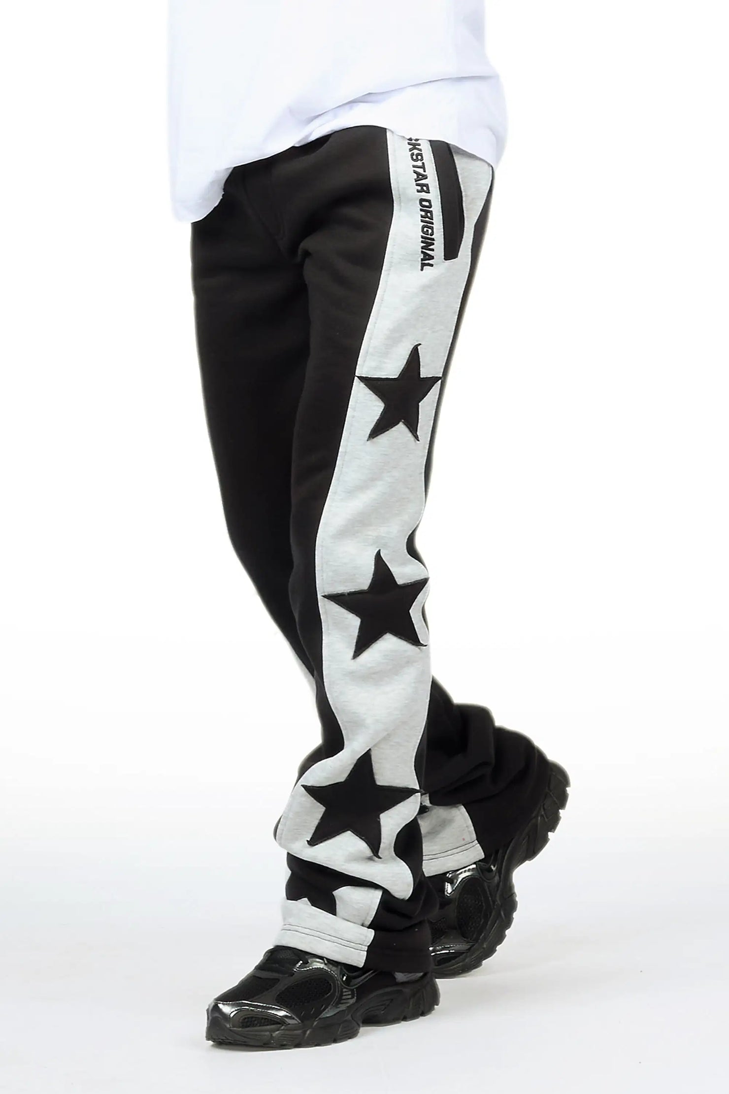Geza Black Baggy Stacked Pant