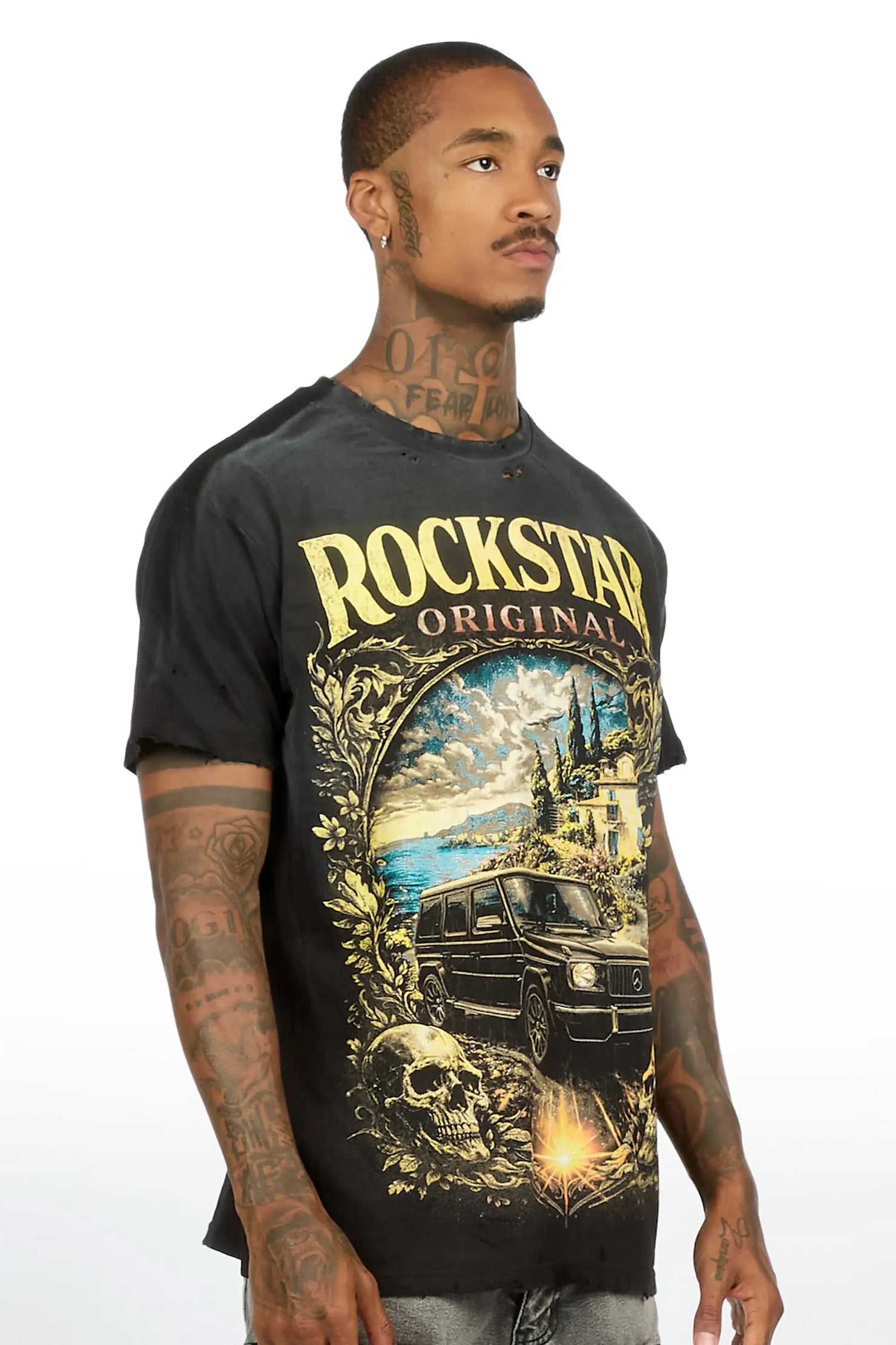 Stovall Black Oversized Graphic T-Shirt