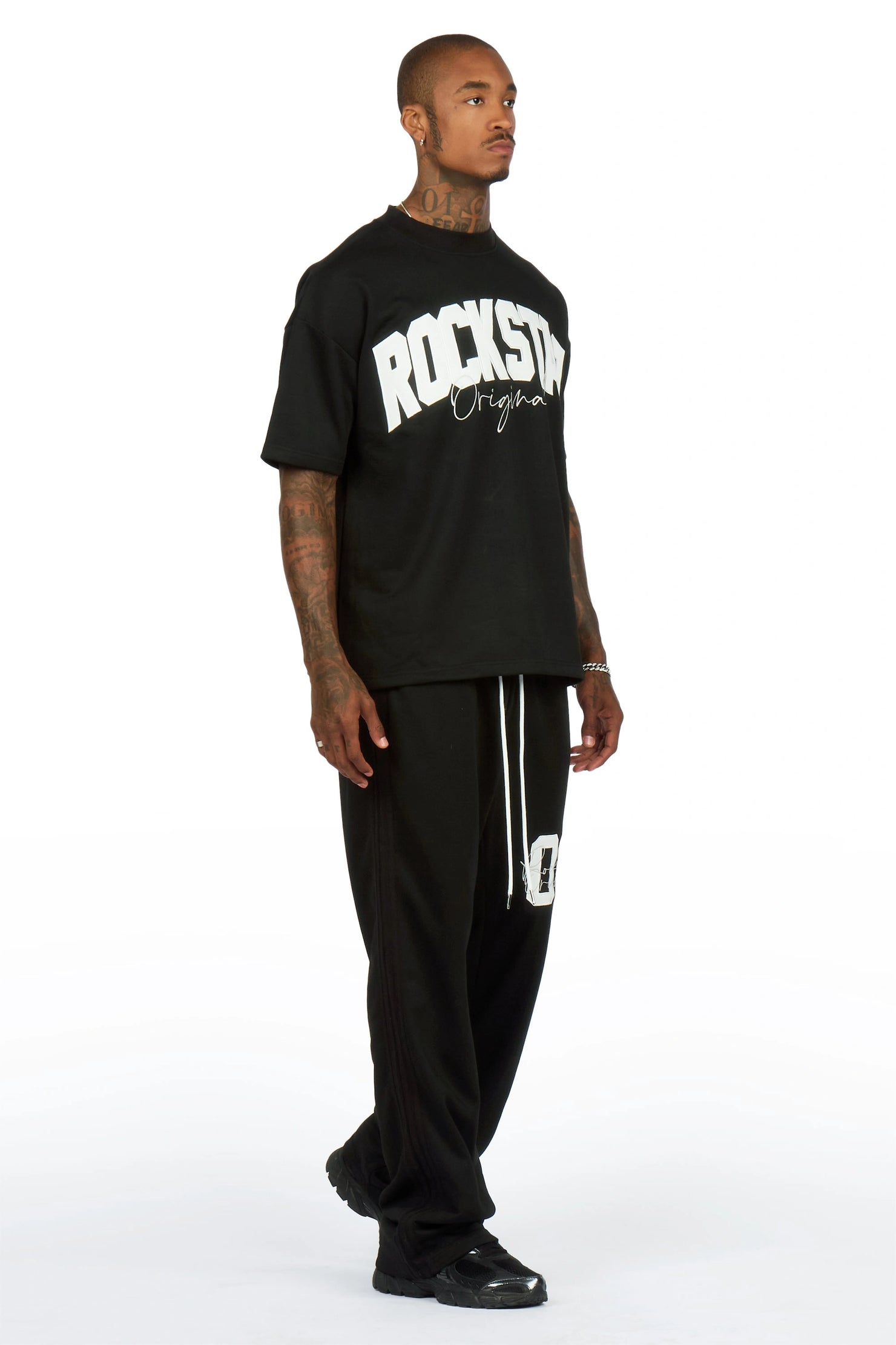 Zymir Black  French Terry Chenille Tee/ French Terry Relaxed Track Set