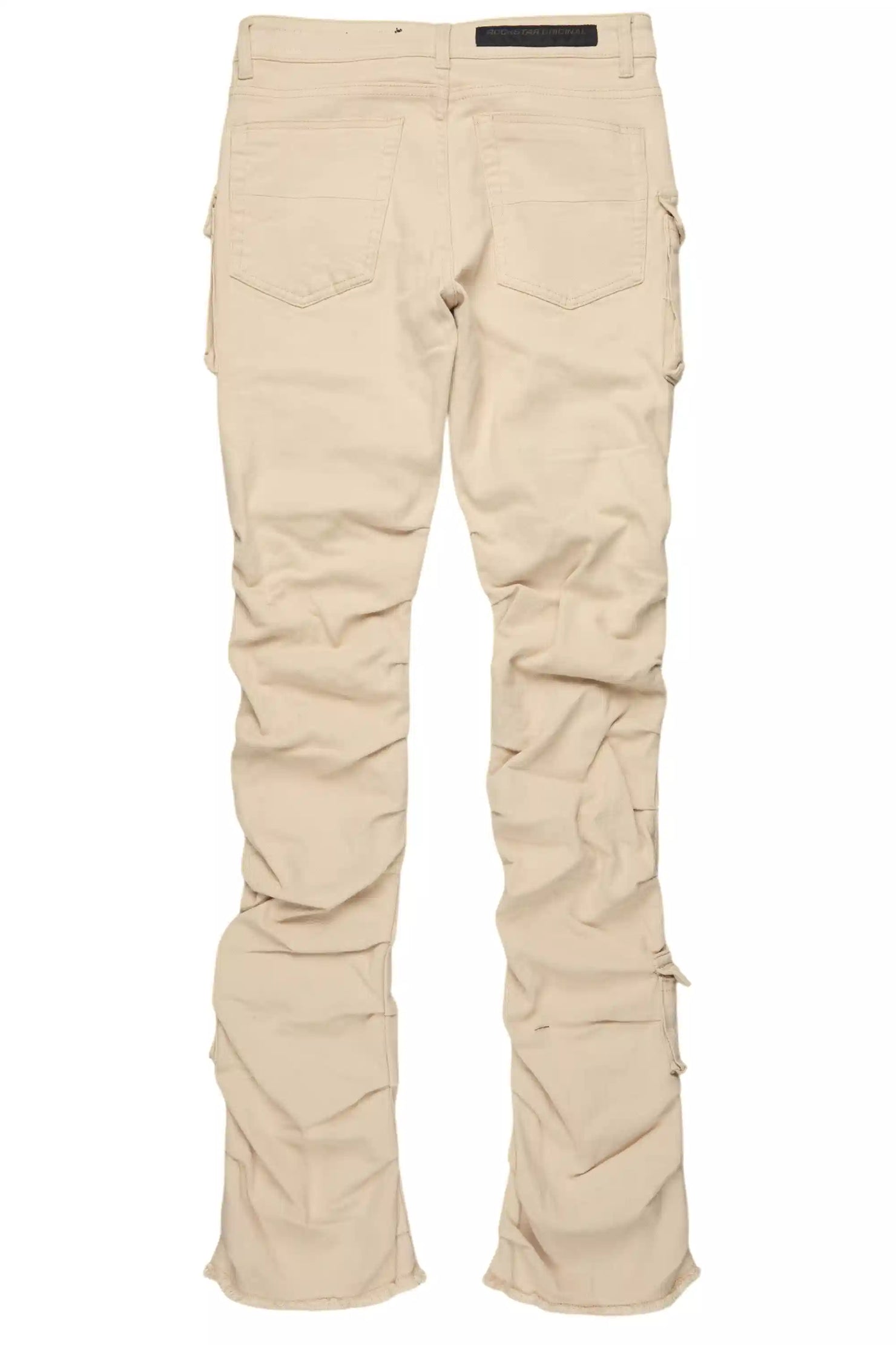 Gentry Light Beige Stacked Flare Jean