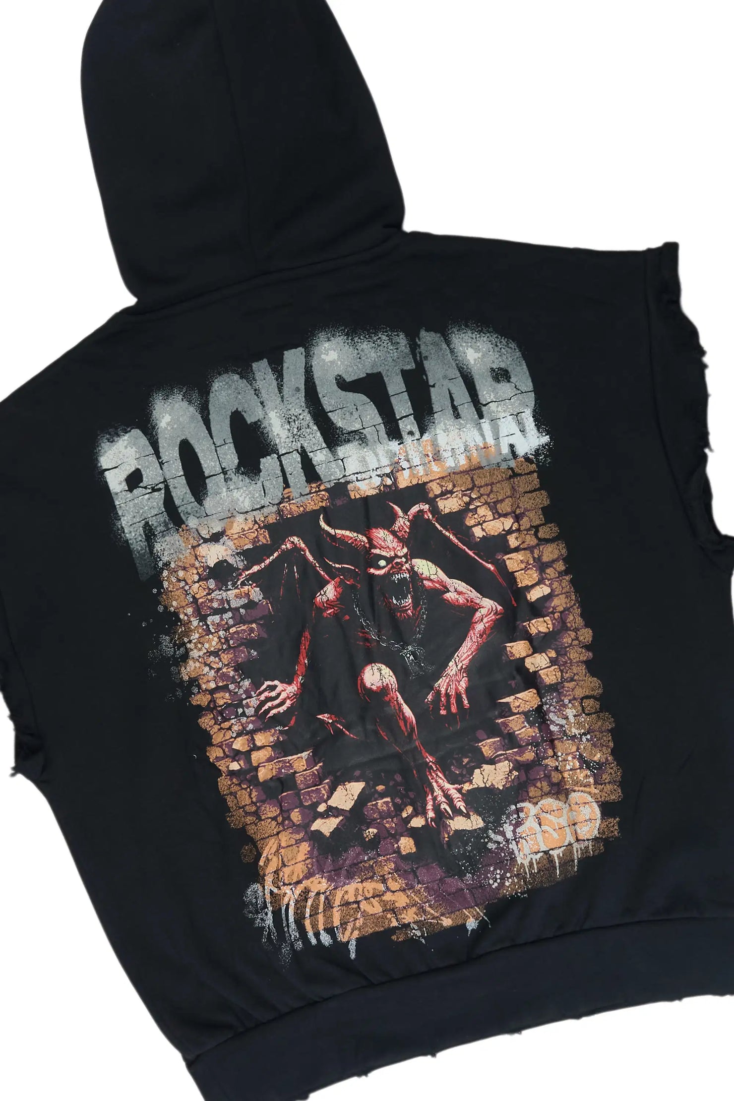Azyrx Black Cut Sleeve Hoodie/Baggy Pant Track Set